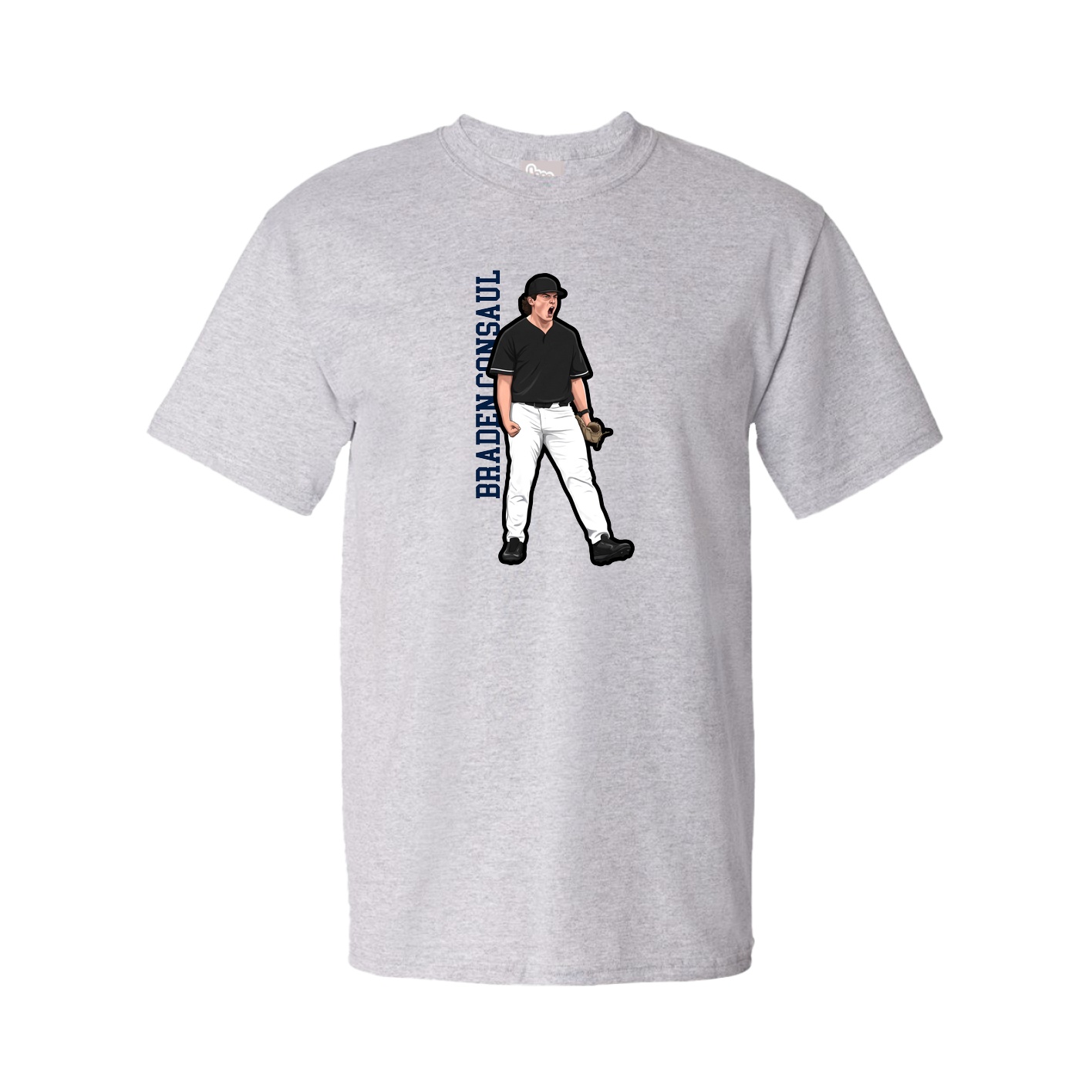 Tee — Name Vertical in Grey