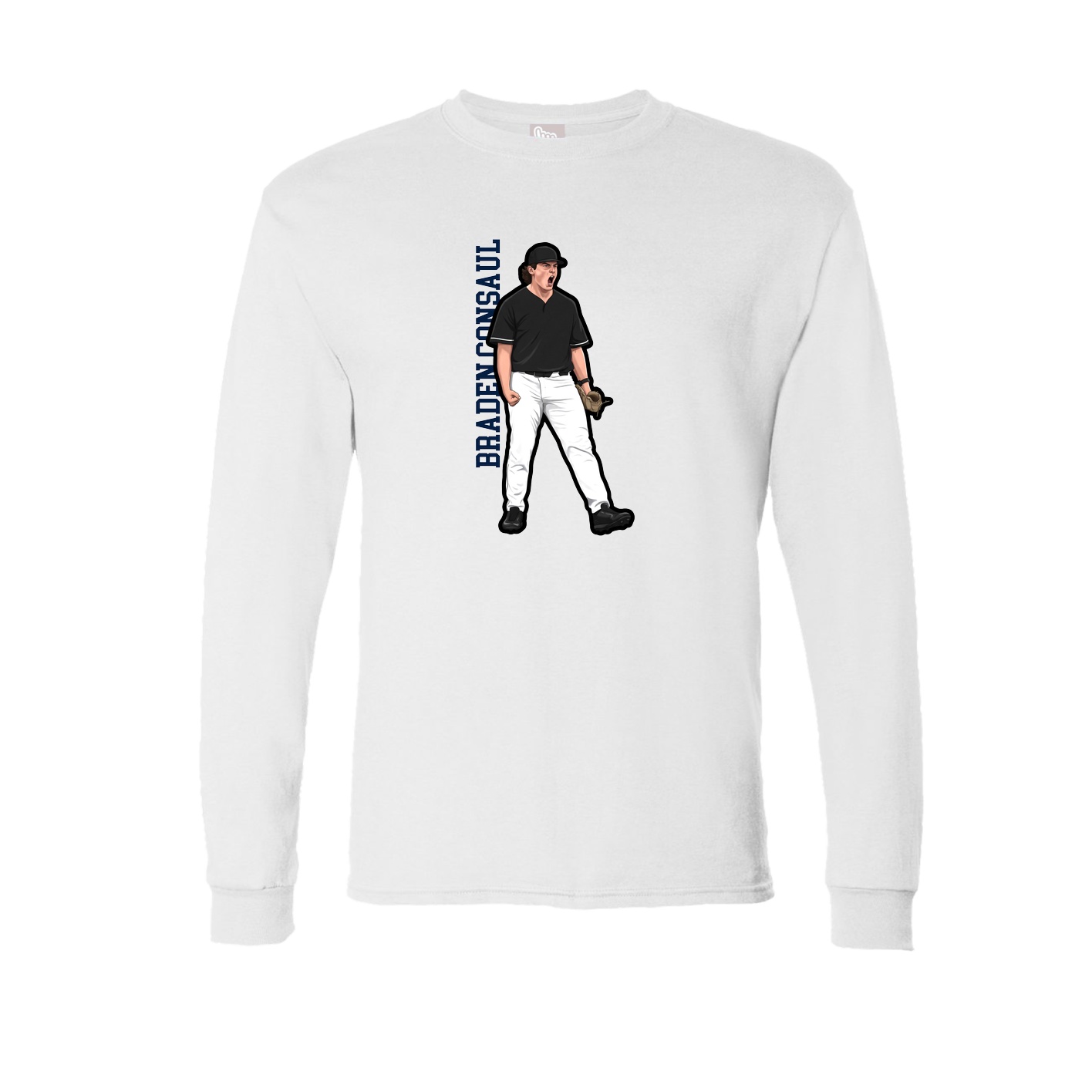 Long Sleeve Tee — Name Vertical in White
