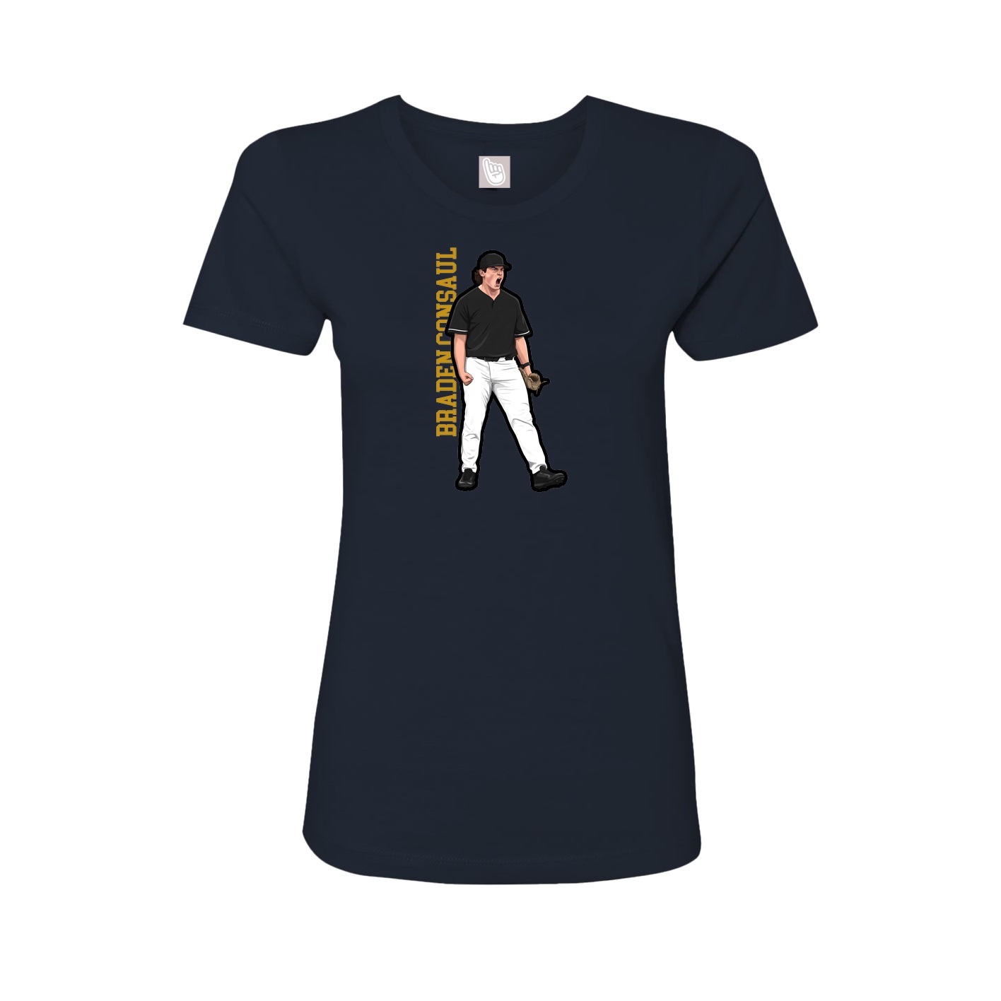 Fitted Women's Tee — Name Vertical in Navy