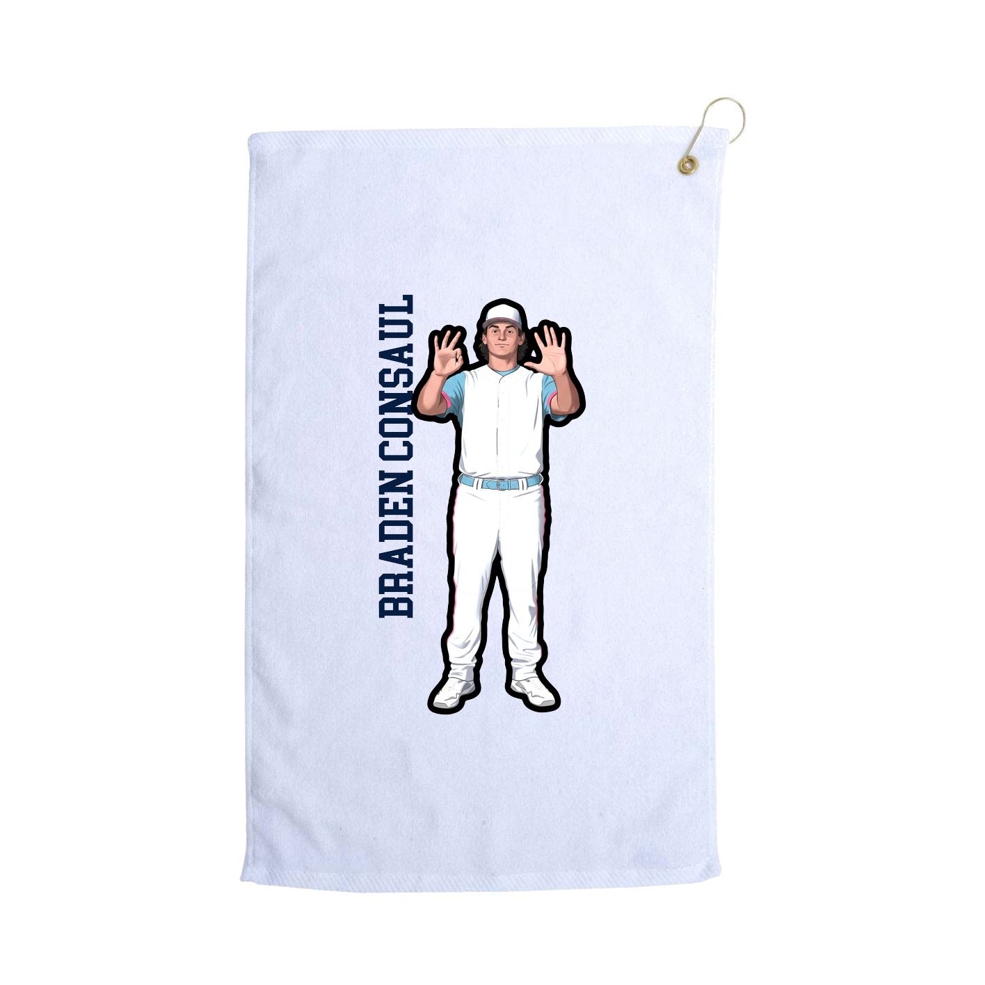Golf Towel — Name Vertical in White