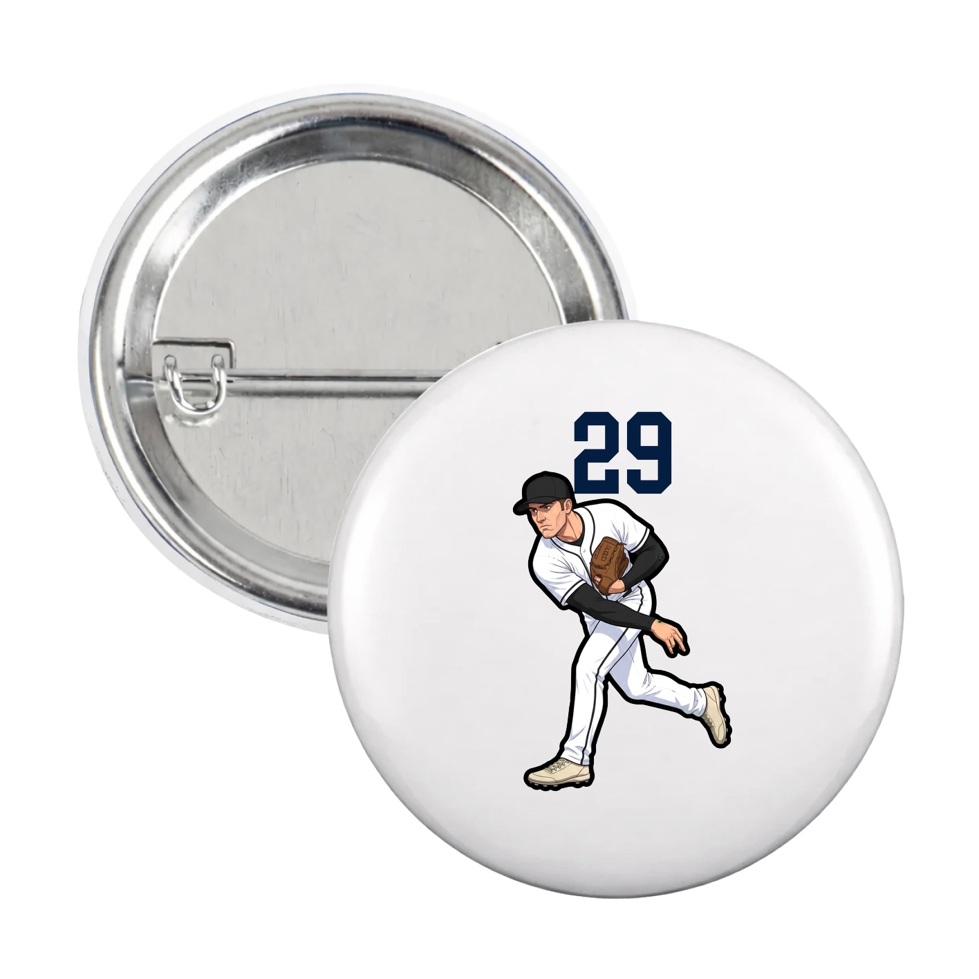 Game Day Button — Number Top in White