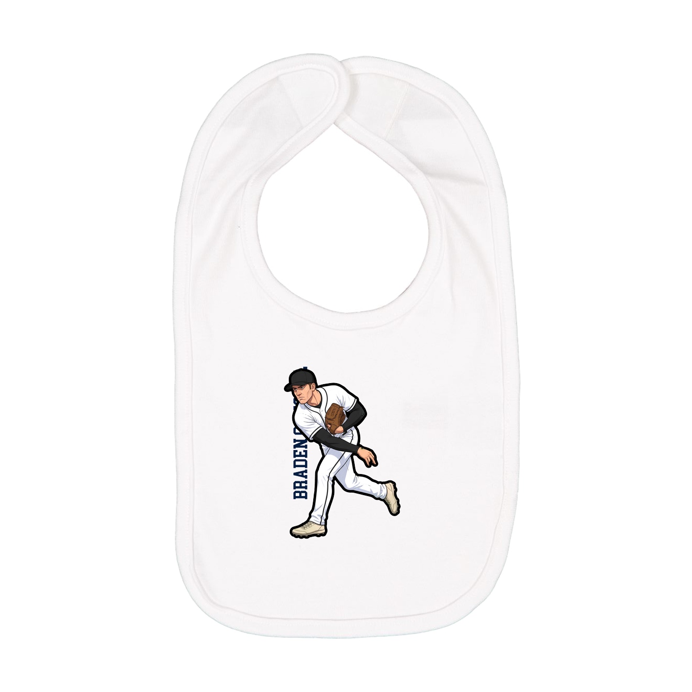 Infant Bib — Name Vertical in White
