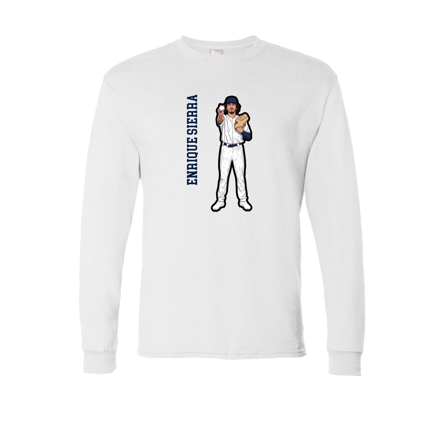 Long Sleeve Tee — Name Vertical in White
