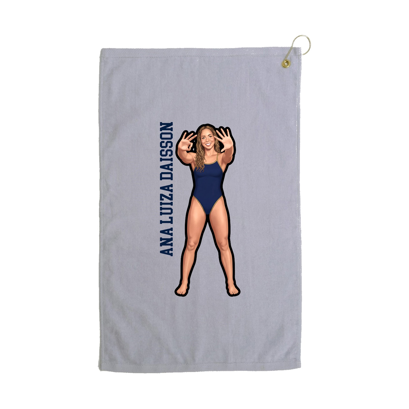 Golf Towel — Name Vertical in Grey