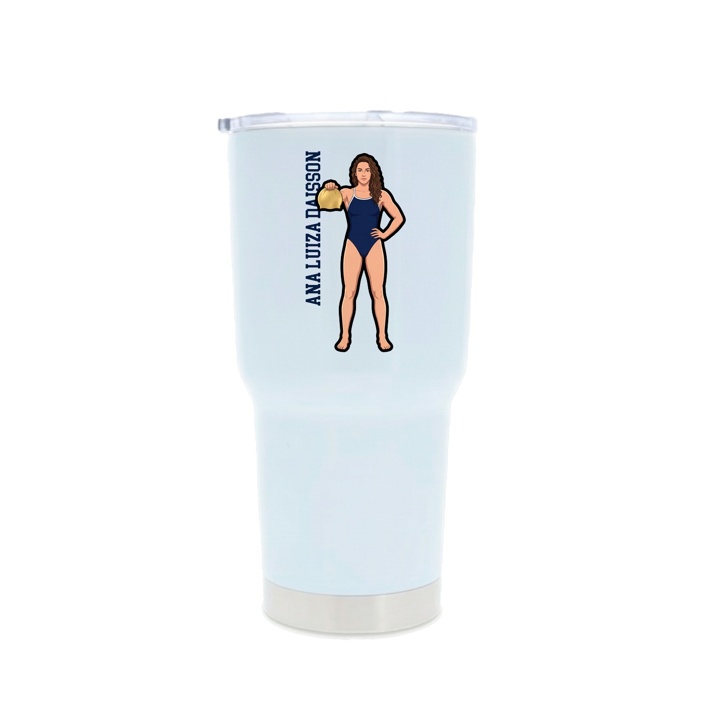 30oz Stainless Steel Tumbler — Name Vertical in White