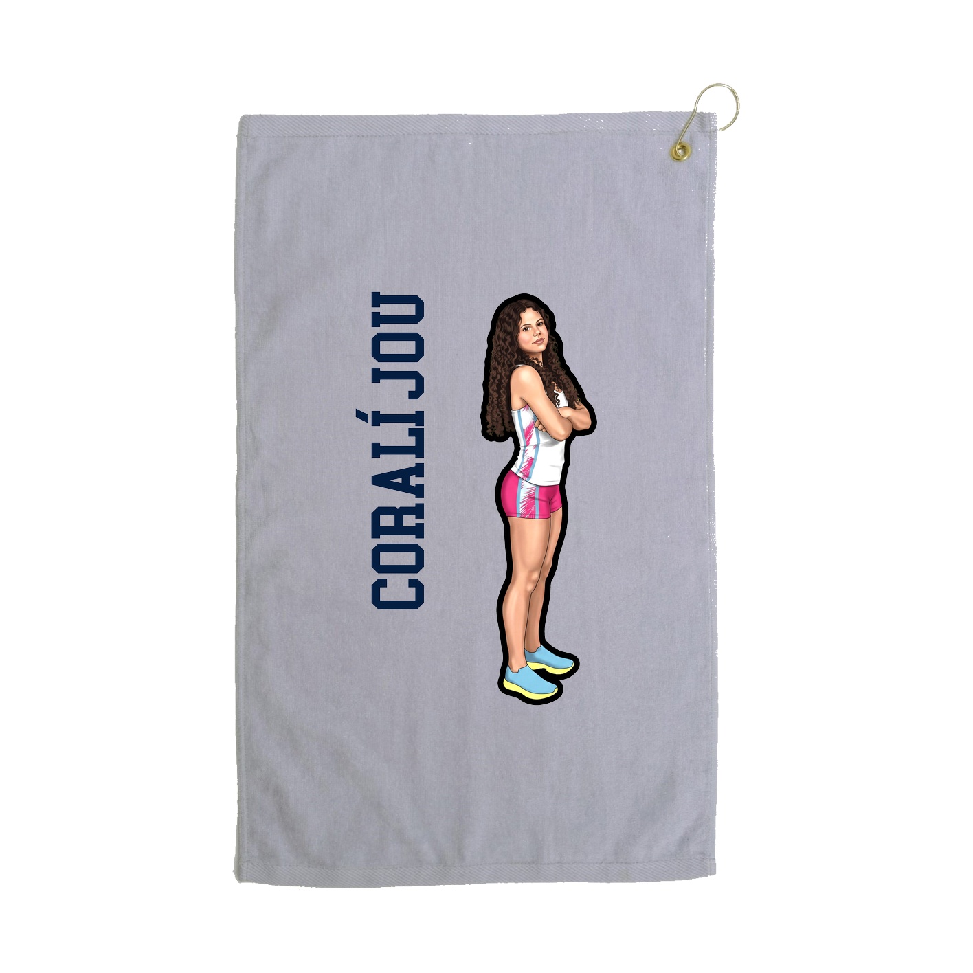 Golf Towel — Name Vertical in Grey