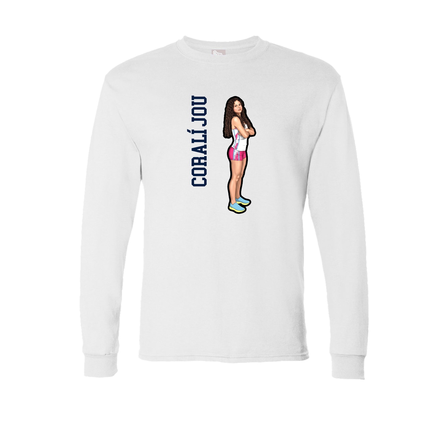 Long Sleeve Tee — Name Vertical in White