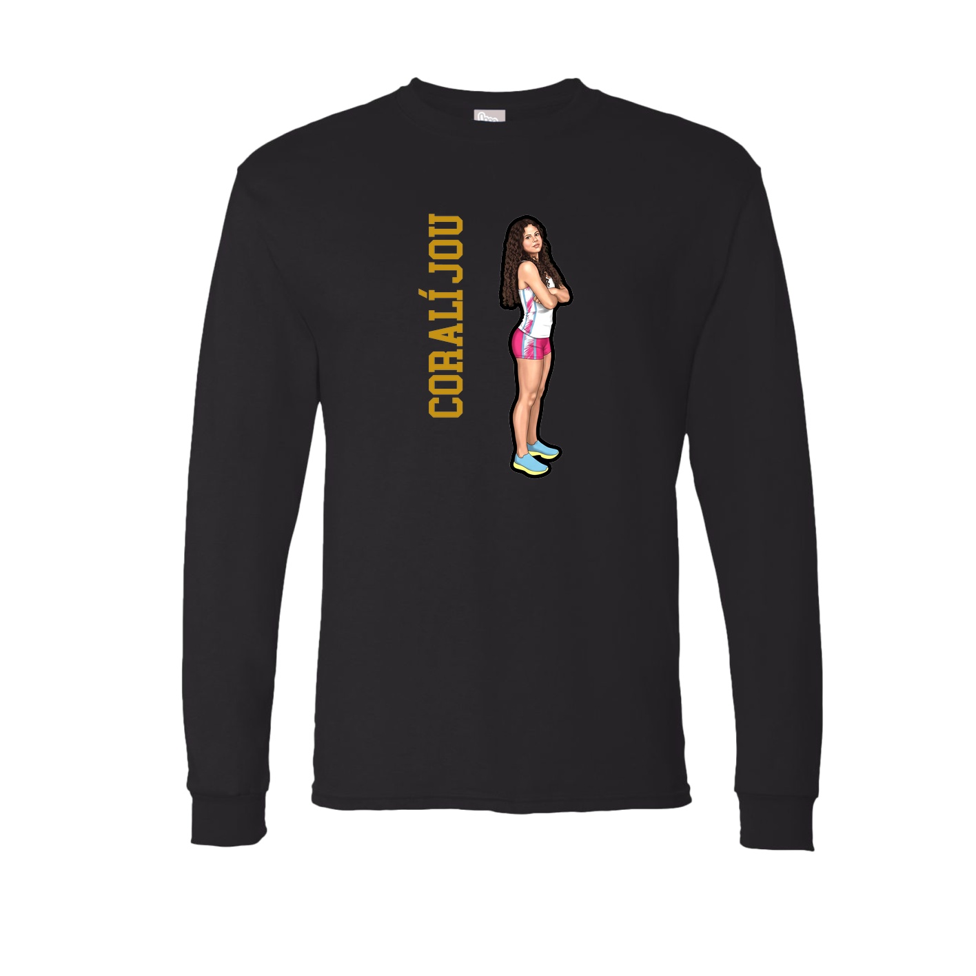 Long Sleeve Tee — Name Vertical in Black
