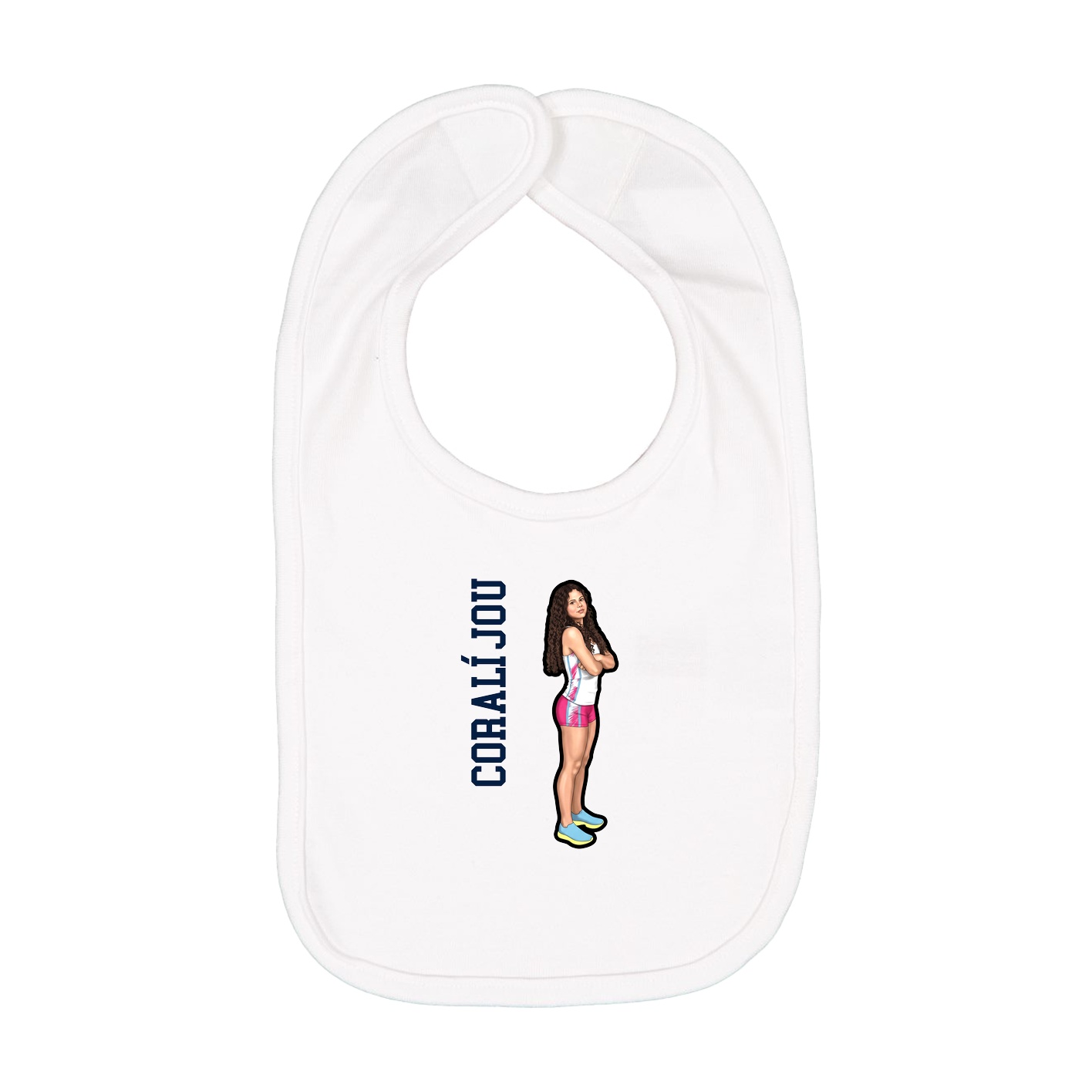 Infant Bib — Name Vertical in White