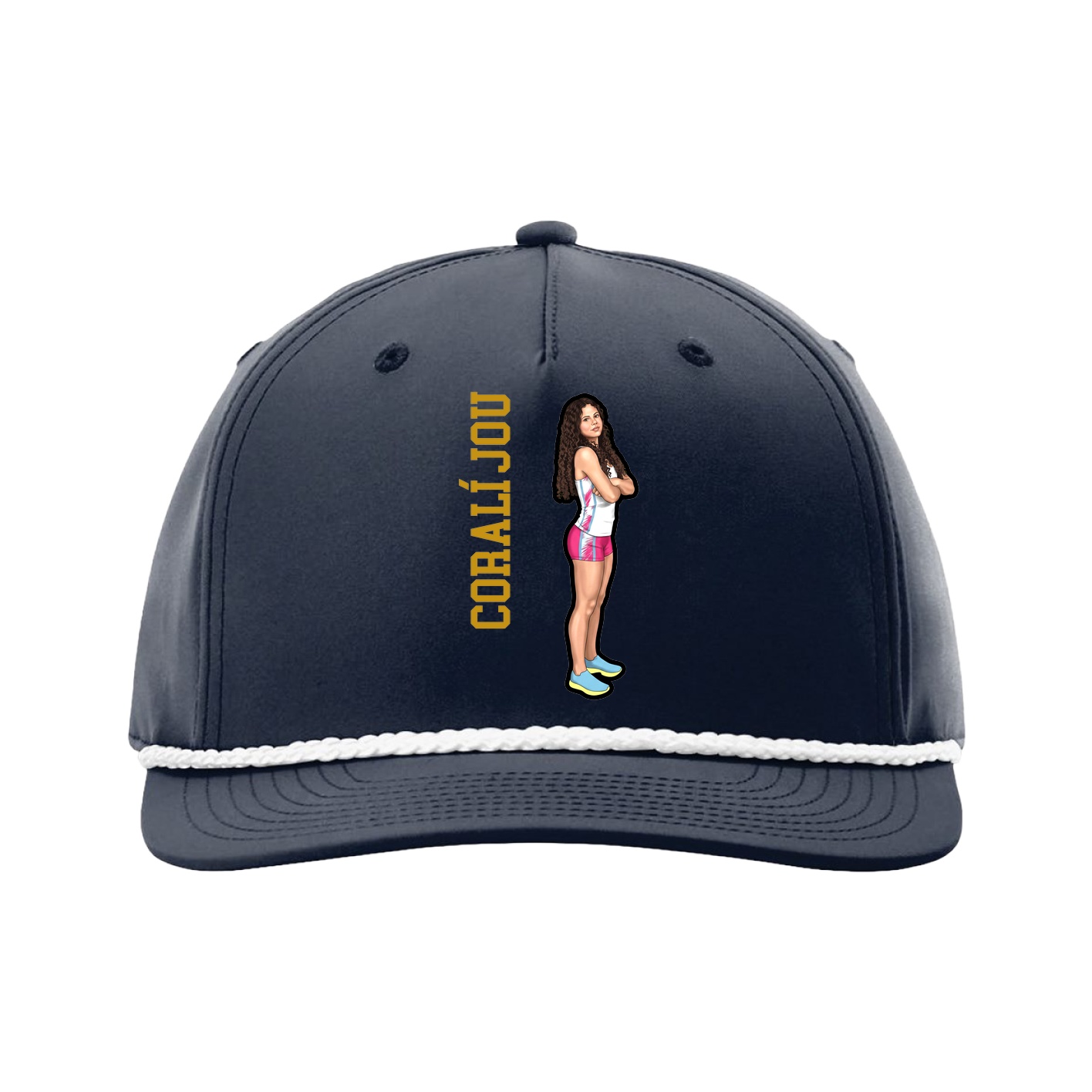 Five-Panel Classic Rope Cap — Name Vertical in Navy