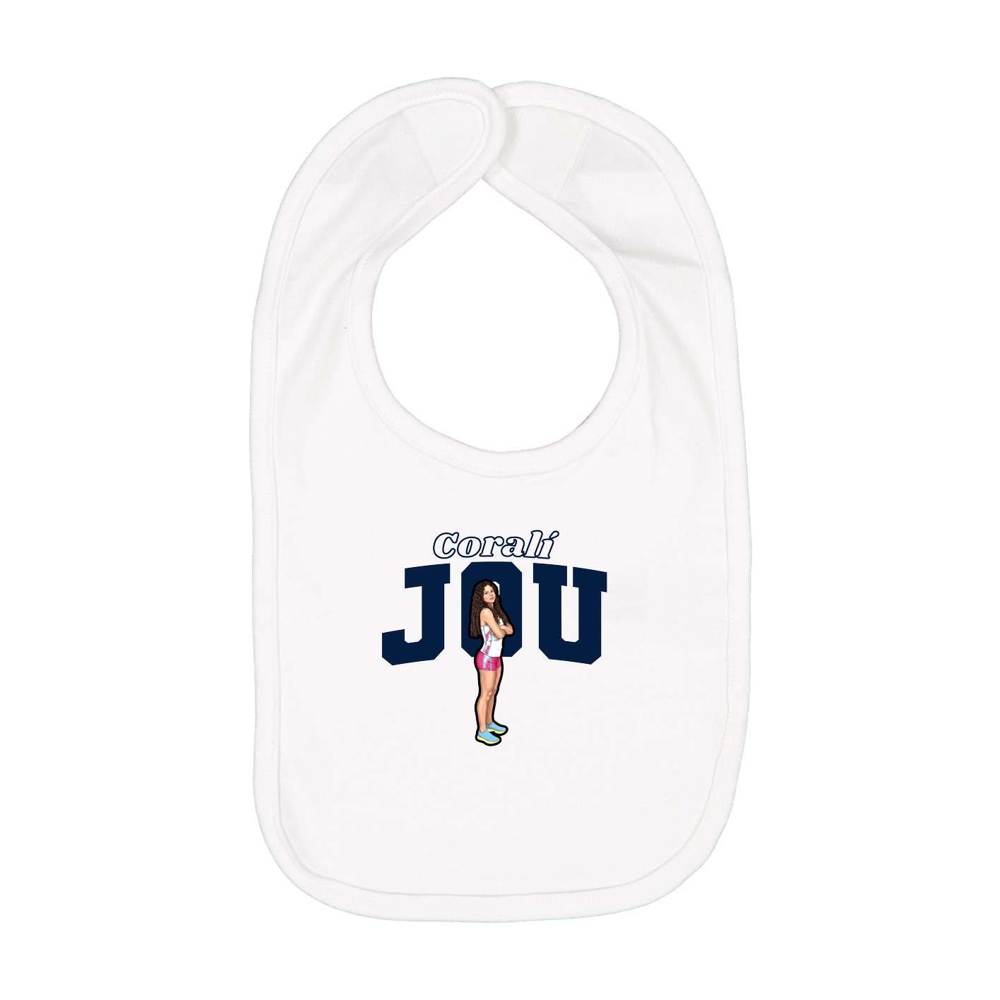 Infant Bib — Name Arch in White