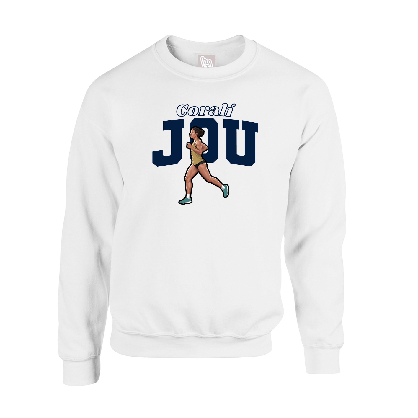 Fleece Crew — Name Arch in White