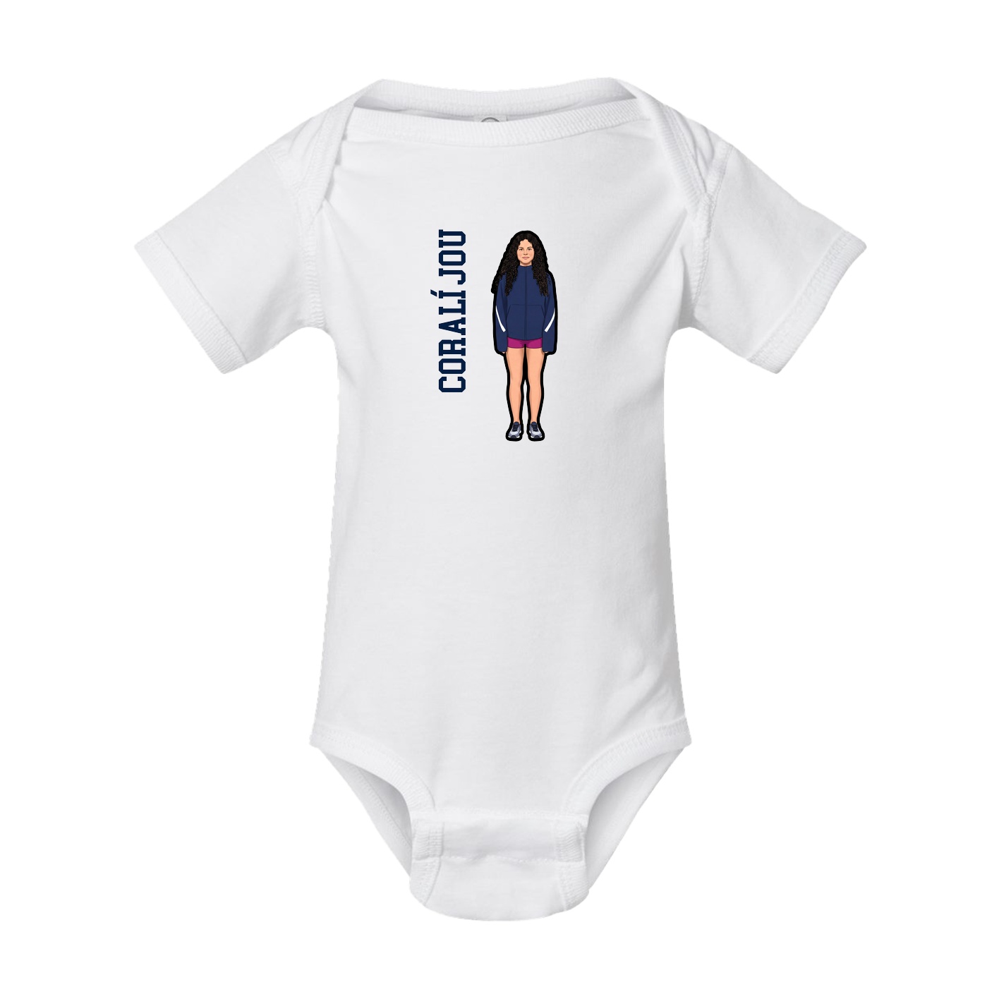 Baby Onesie — Name Vertical in White