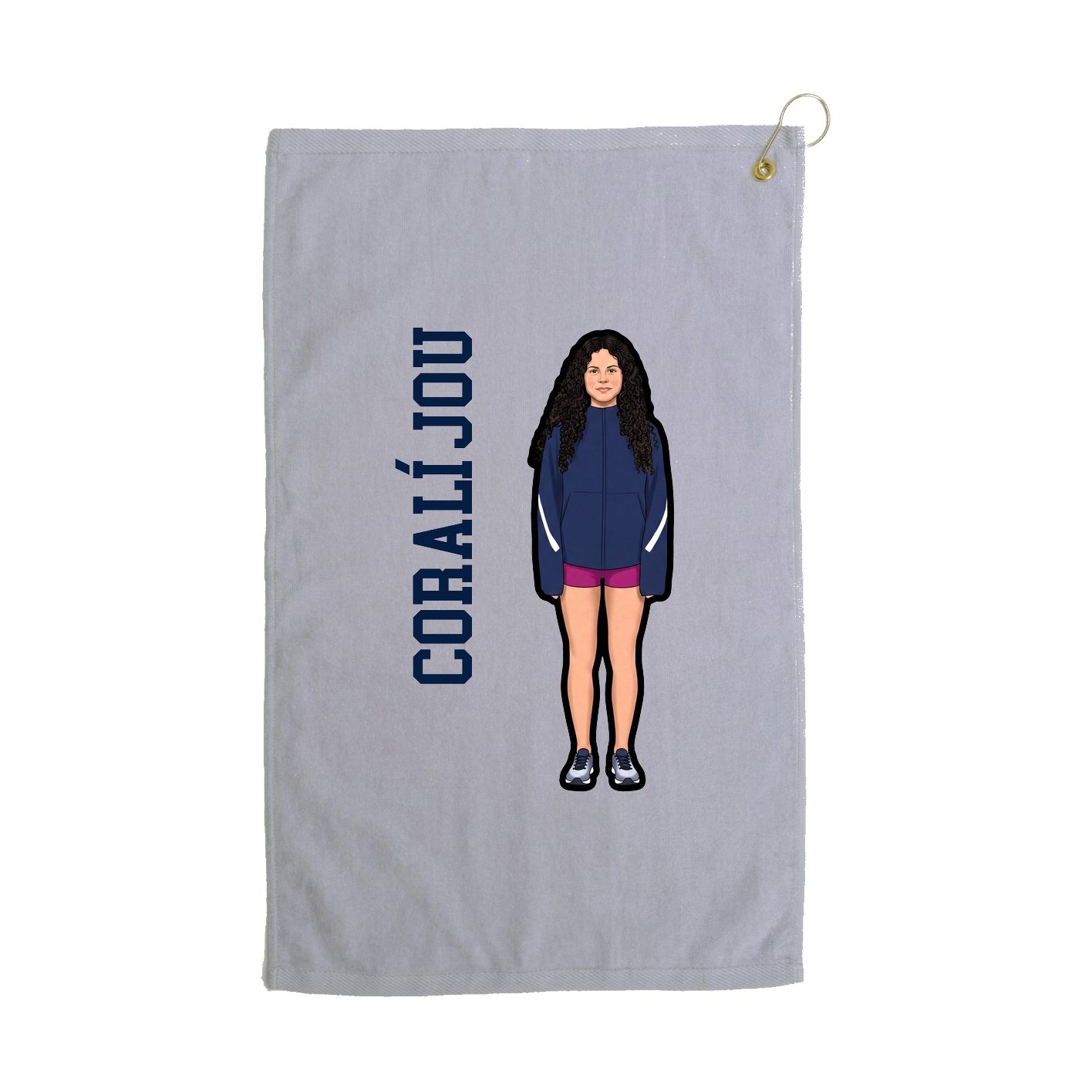Golf Towel — Name Vertical in Grey