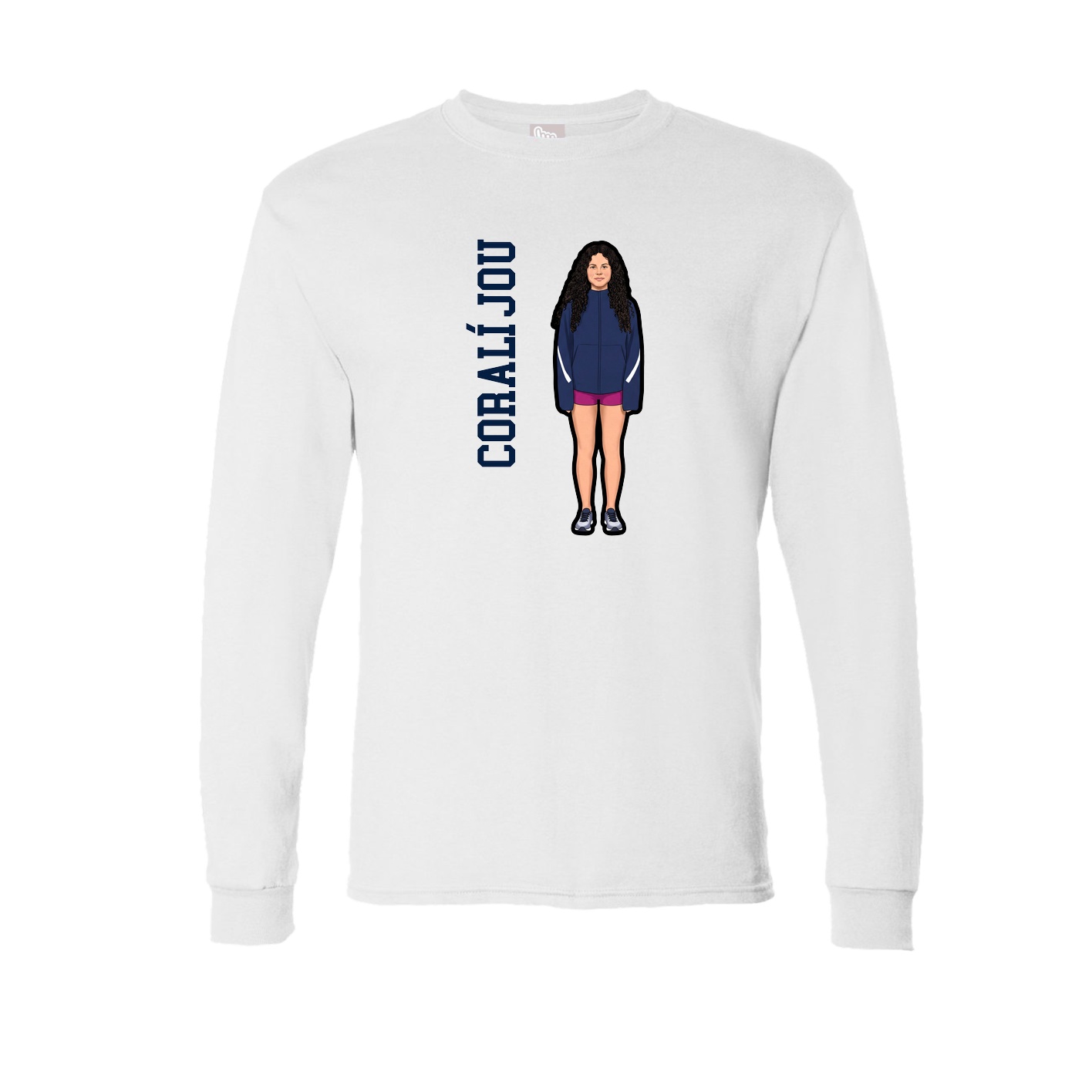 Long Sleeve Tee — Name Vertical in White