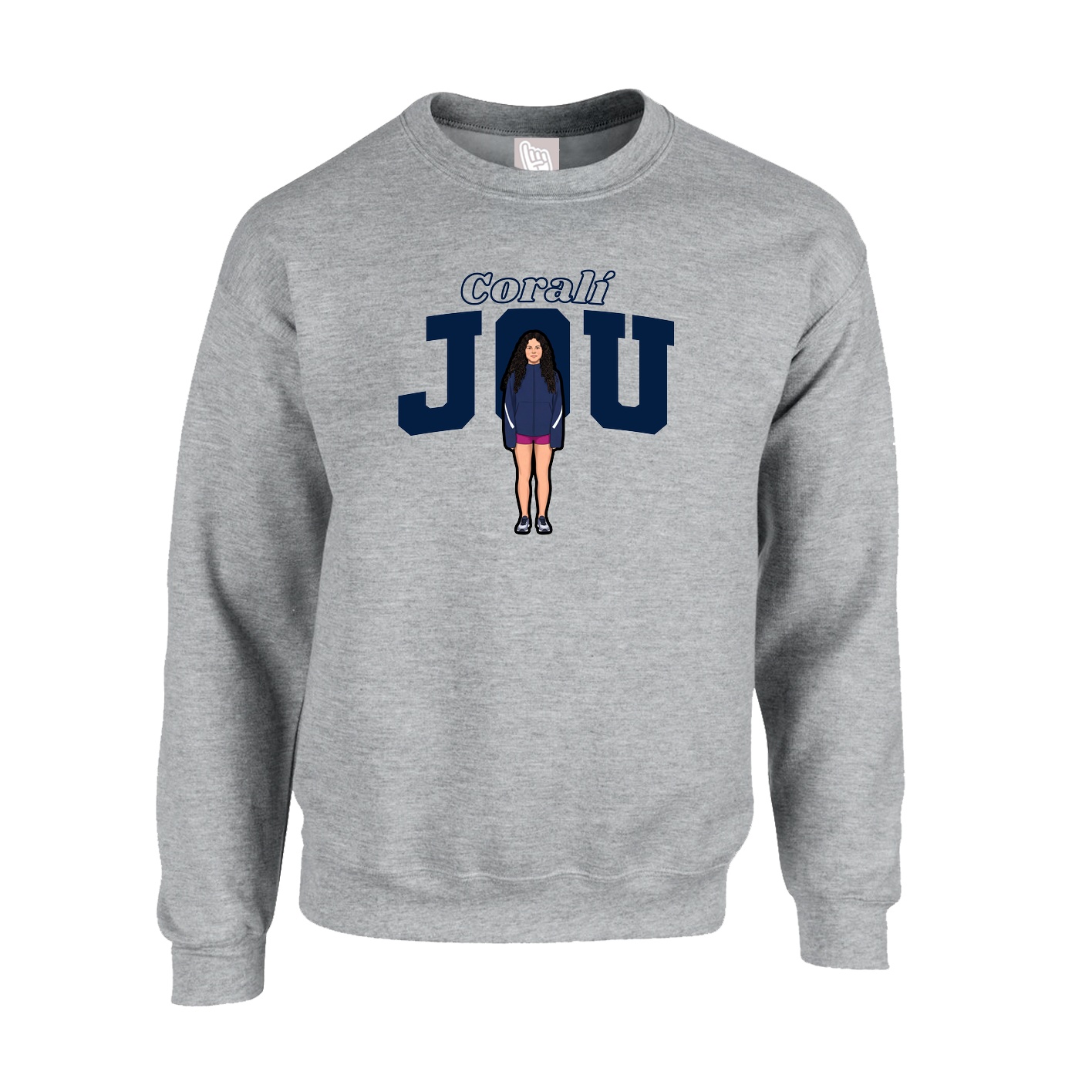 Fleece Crew — Name Arch in Grey