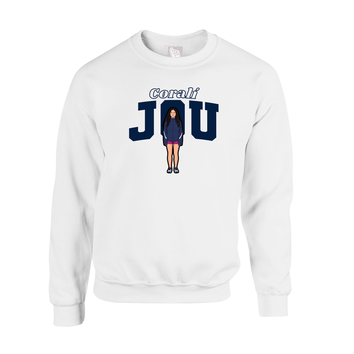 Fleece Crew — Name Arch in White