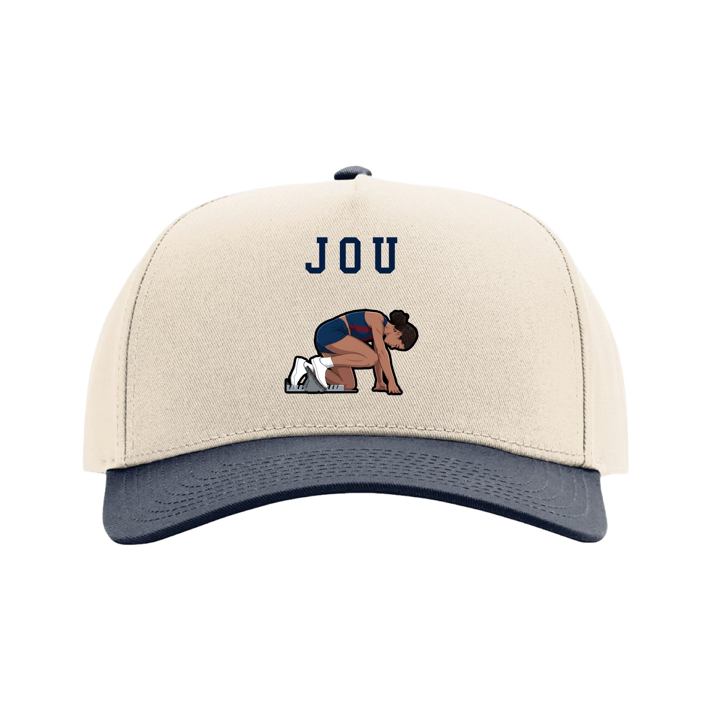 Full Fabric Five-Panel Champ Cap — Shirsey in Cream/Navy