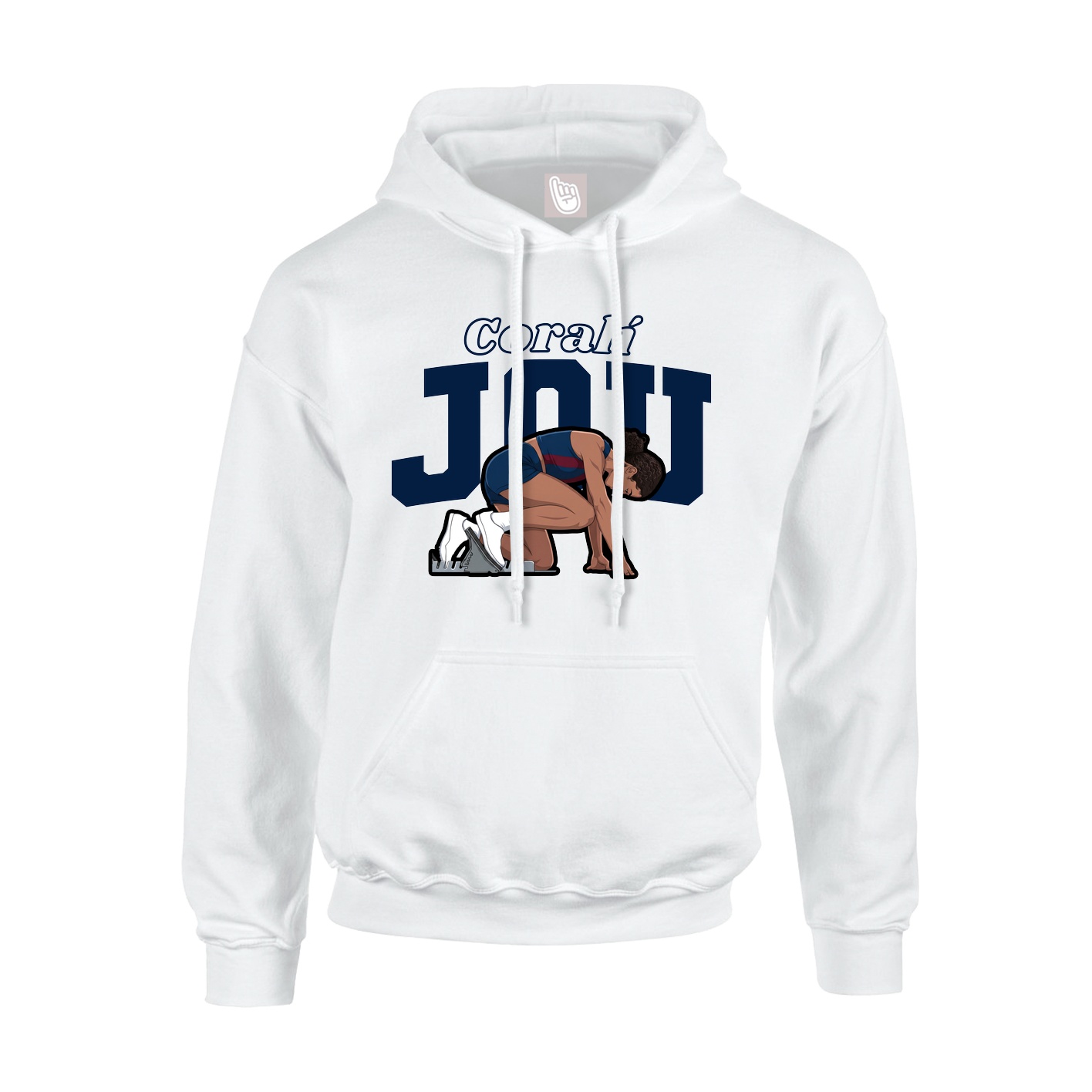 Youth Hoodie — Name Arch in White