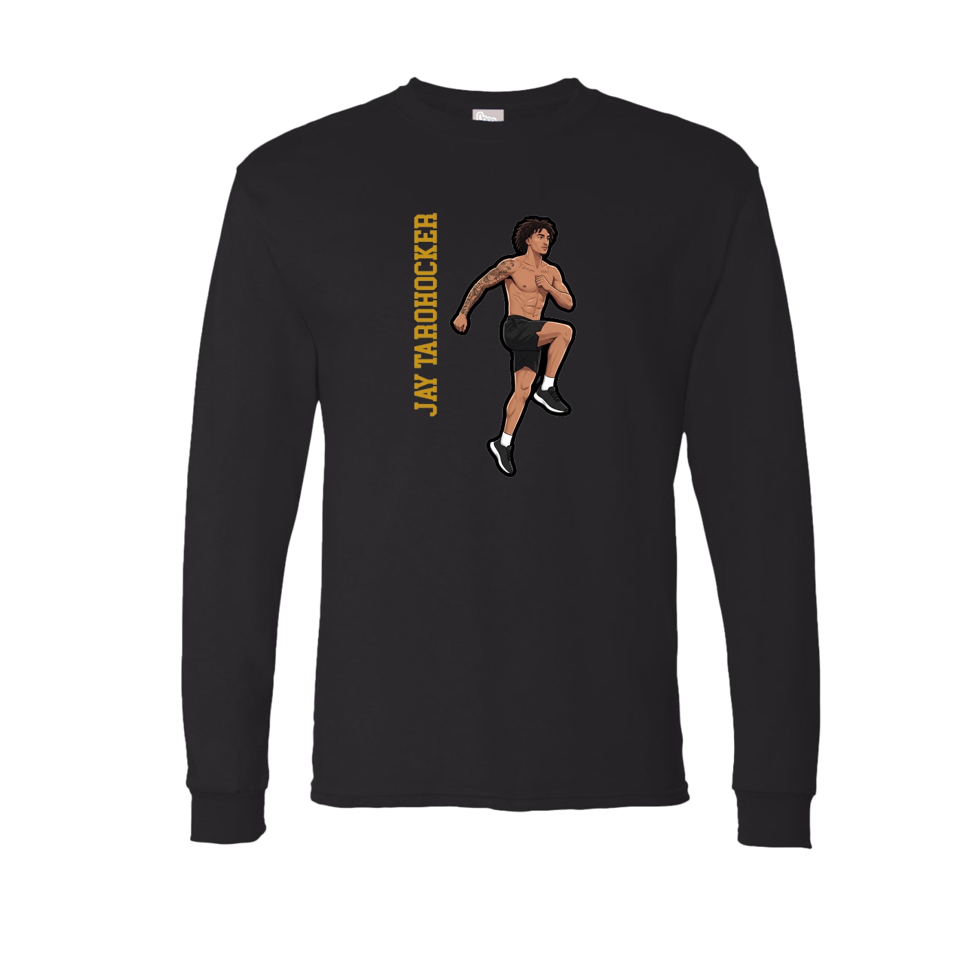 Long Sleeve Tee — Name Vertical in Black
