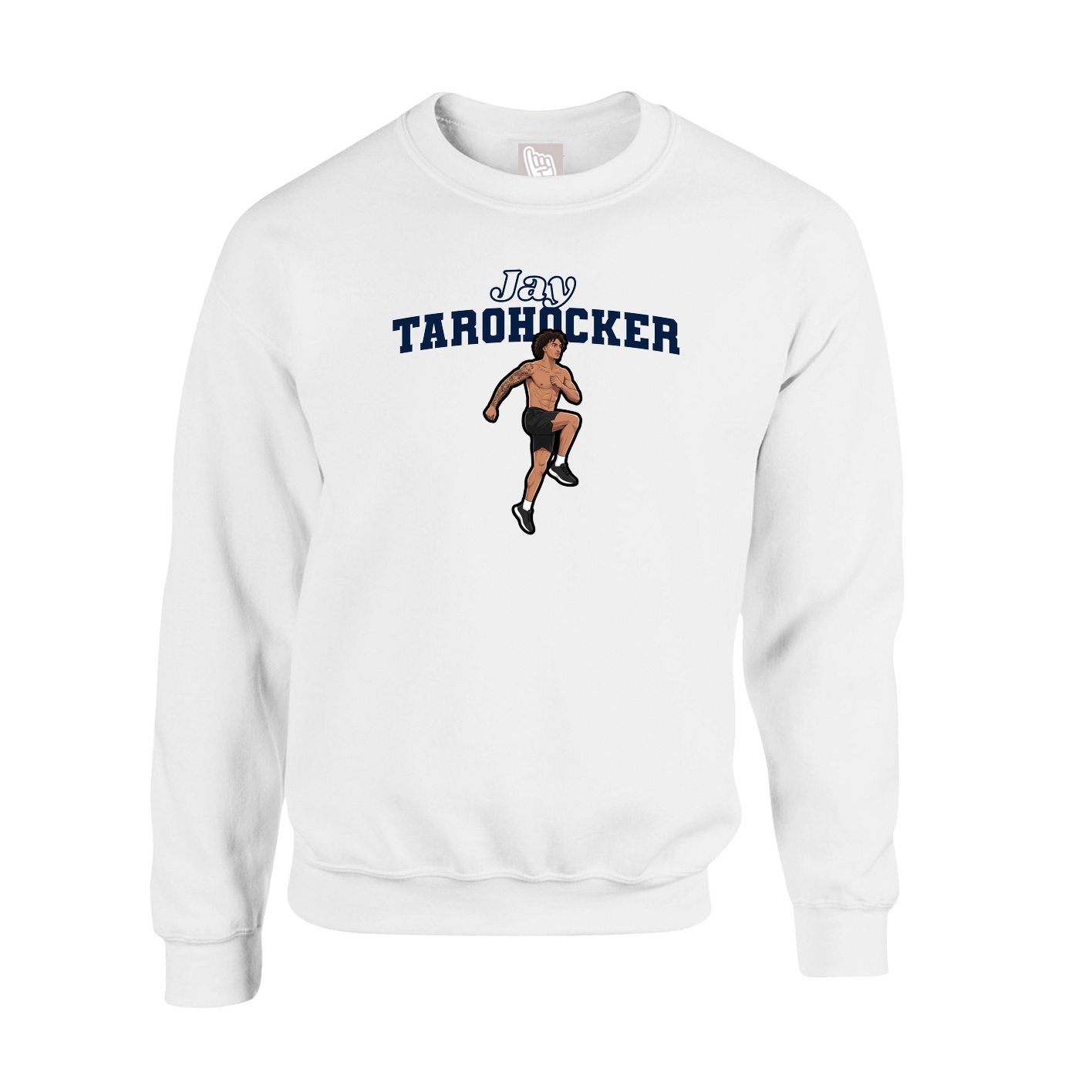 Fleece Crew — Name Arch in White
