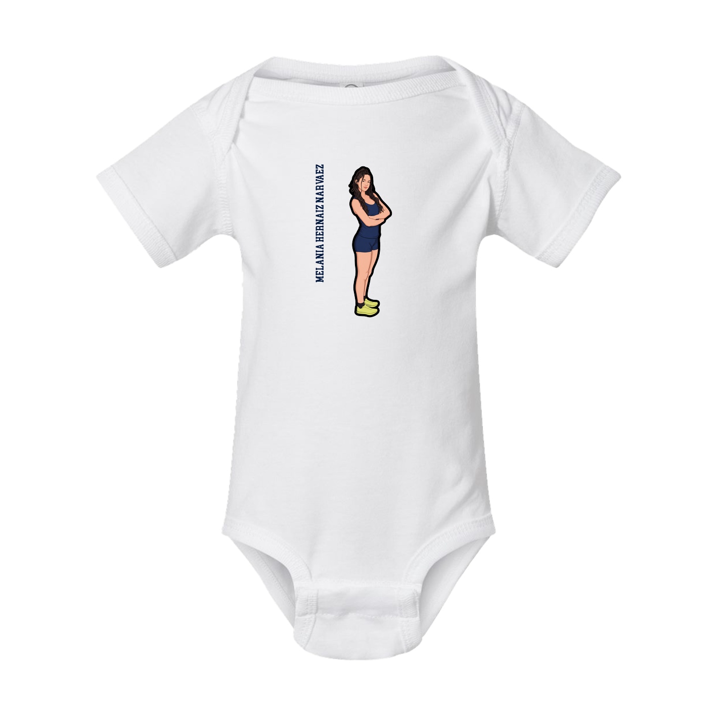 Baby Onesie — Name Vertical in White