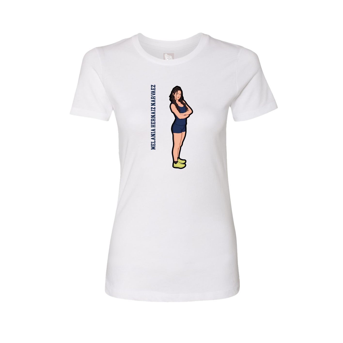 Fitted Women's Tee — Name Vertical in White