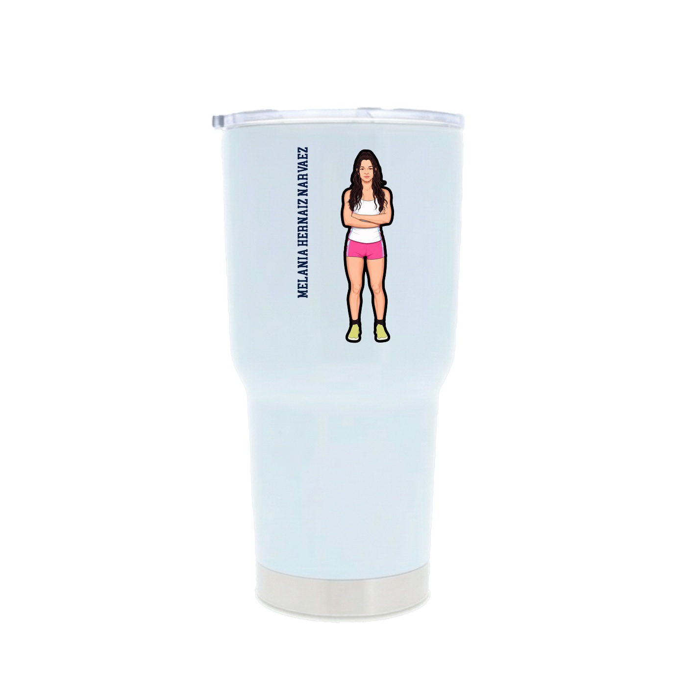30oz Stainless Steel Tumbler — Name Vertical in White