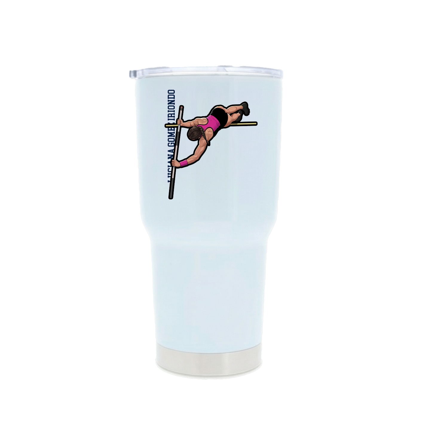 30oz Stainless Steel Tumbler — Name Vertical in White