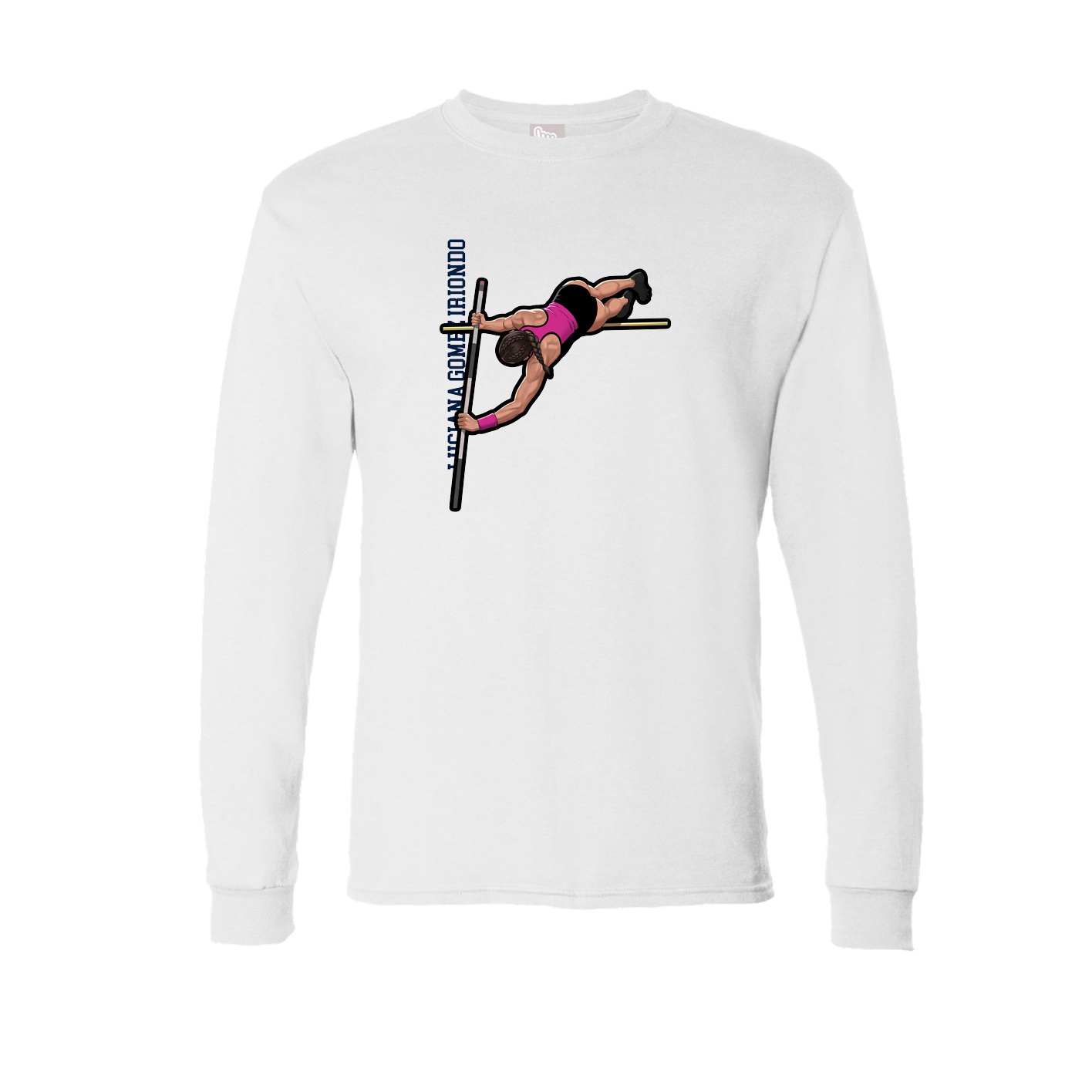 Long Sleeve Tee — Name Vertical in White