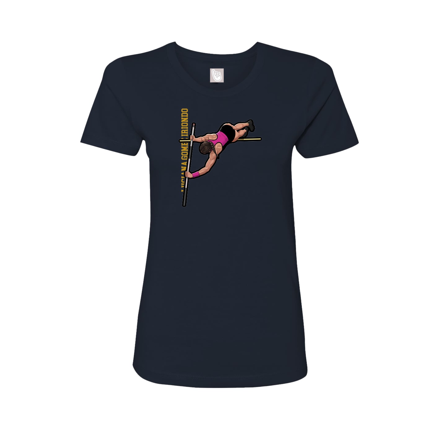Fitted Women's Tee — Name Vertical in Navy
