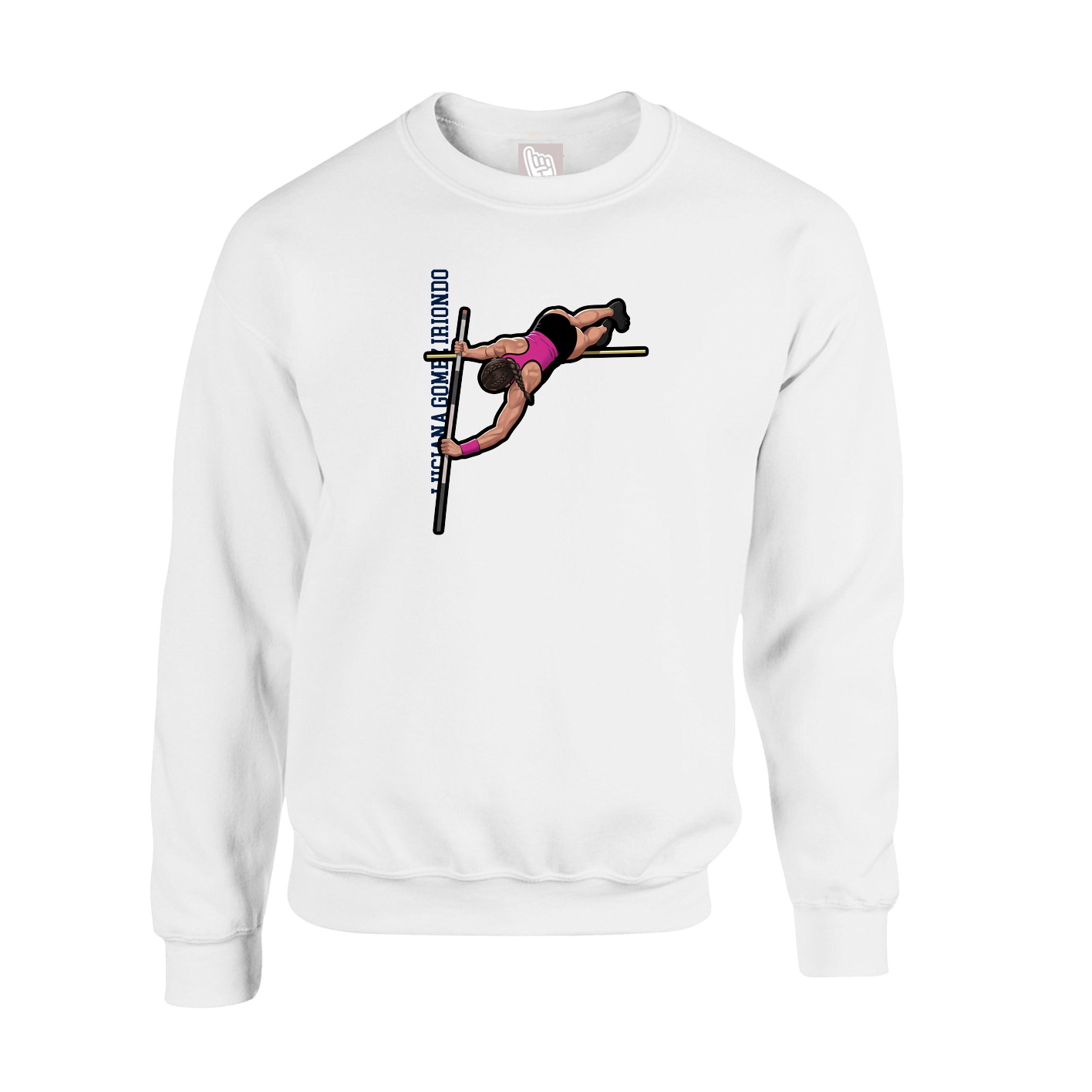 Fleece Crew — Name Vertical in White