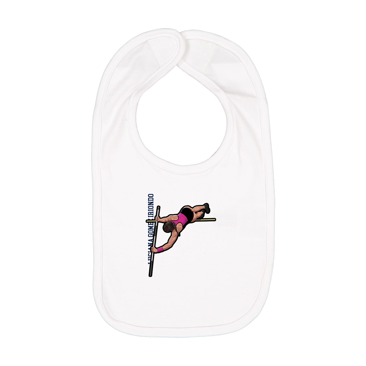 Infant Bib — Name Vertical in White