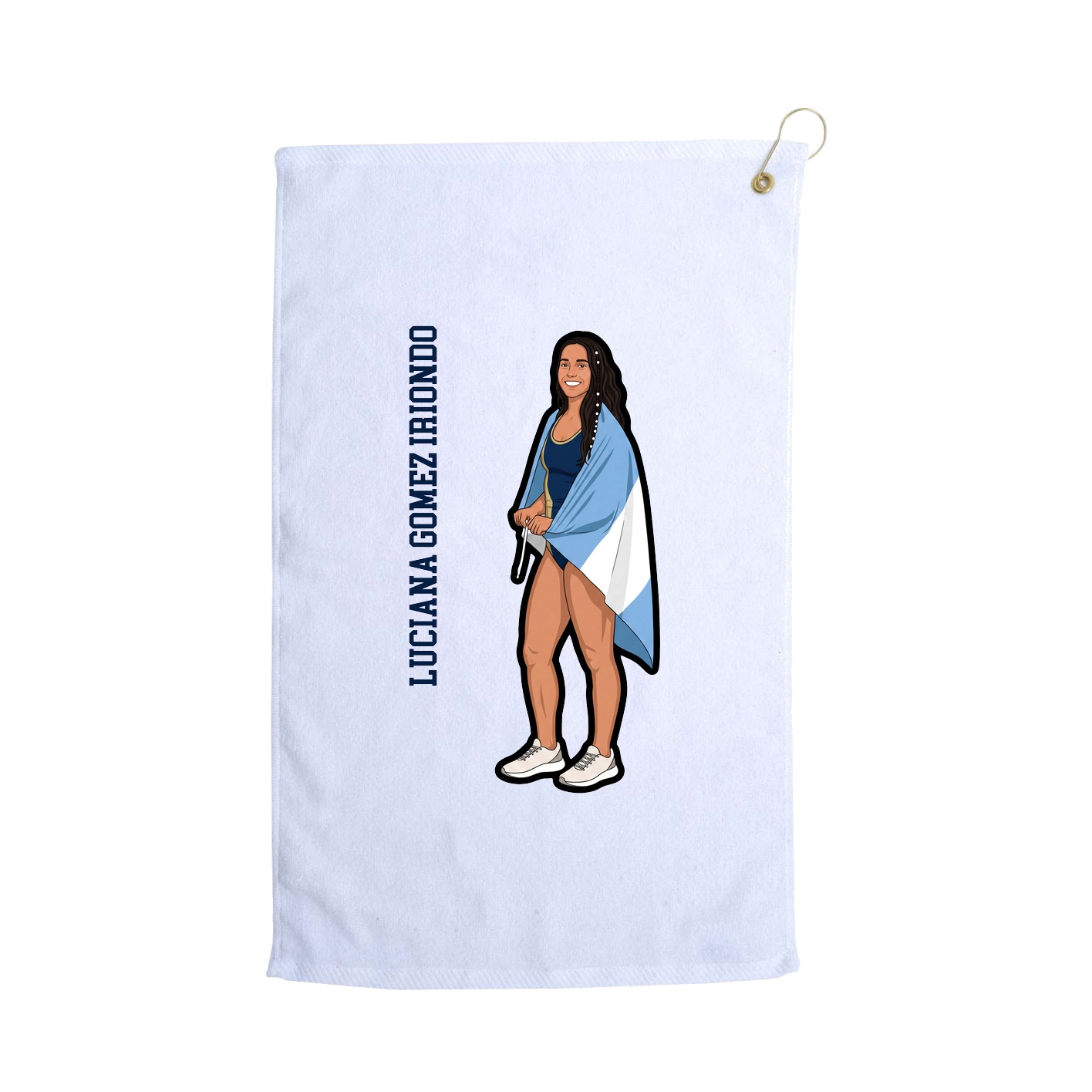 Golf Towel — Name Vertical in White
