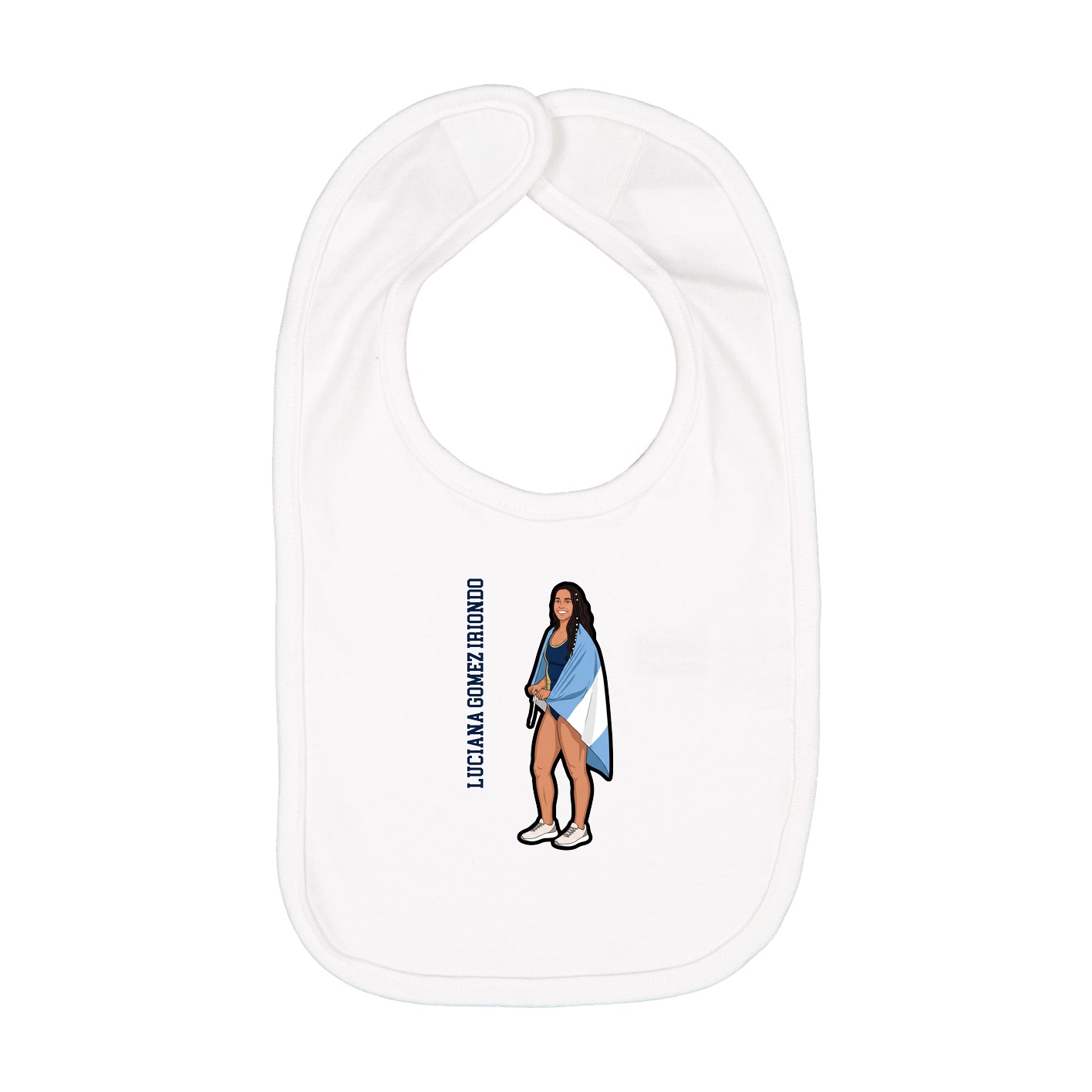 Infant Bib — Name Vertical in White