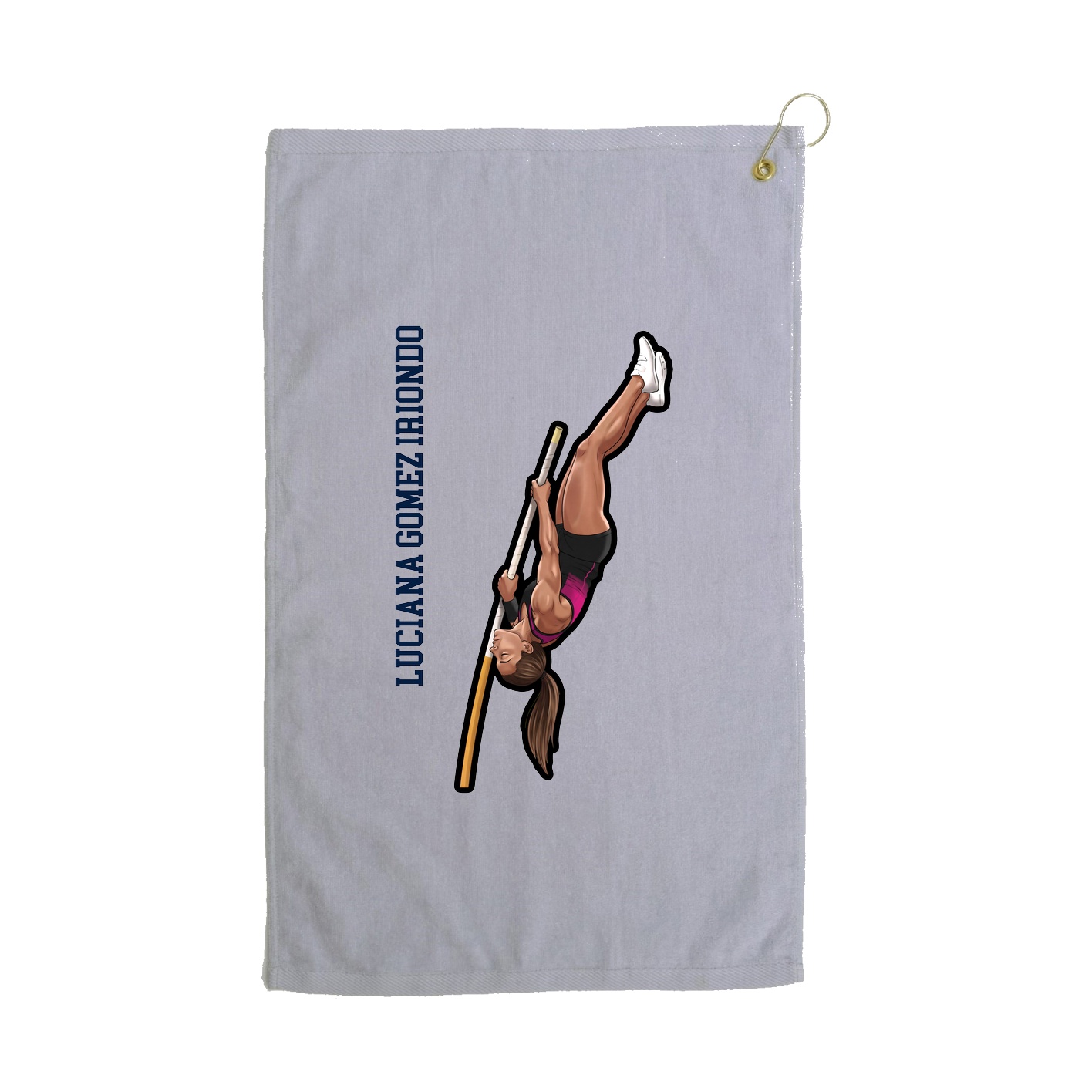 Golf Towel — Name Vertical in Grey