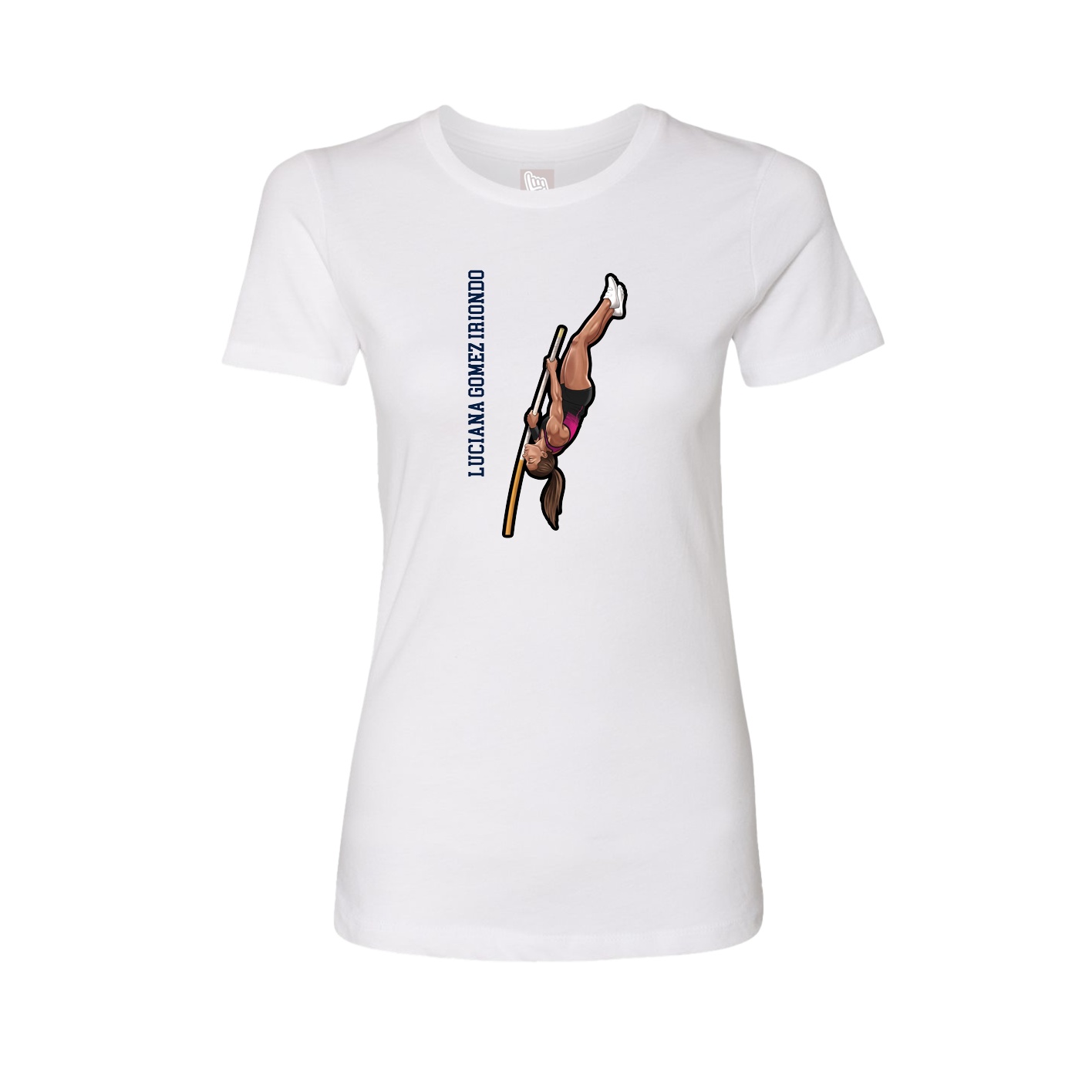 Fitted Women's Tee — Name Vertical in White