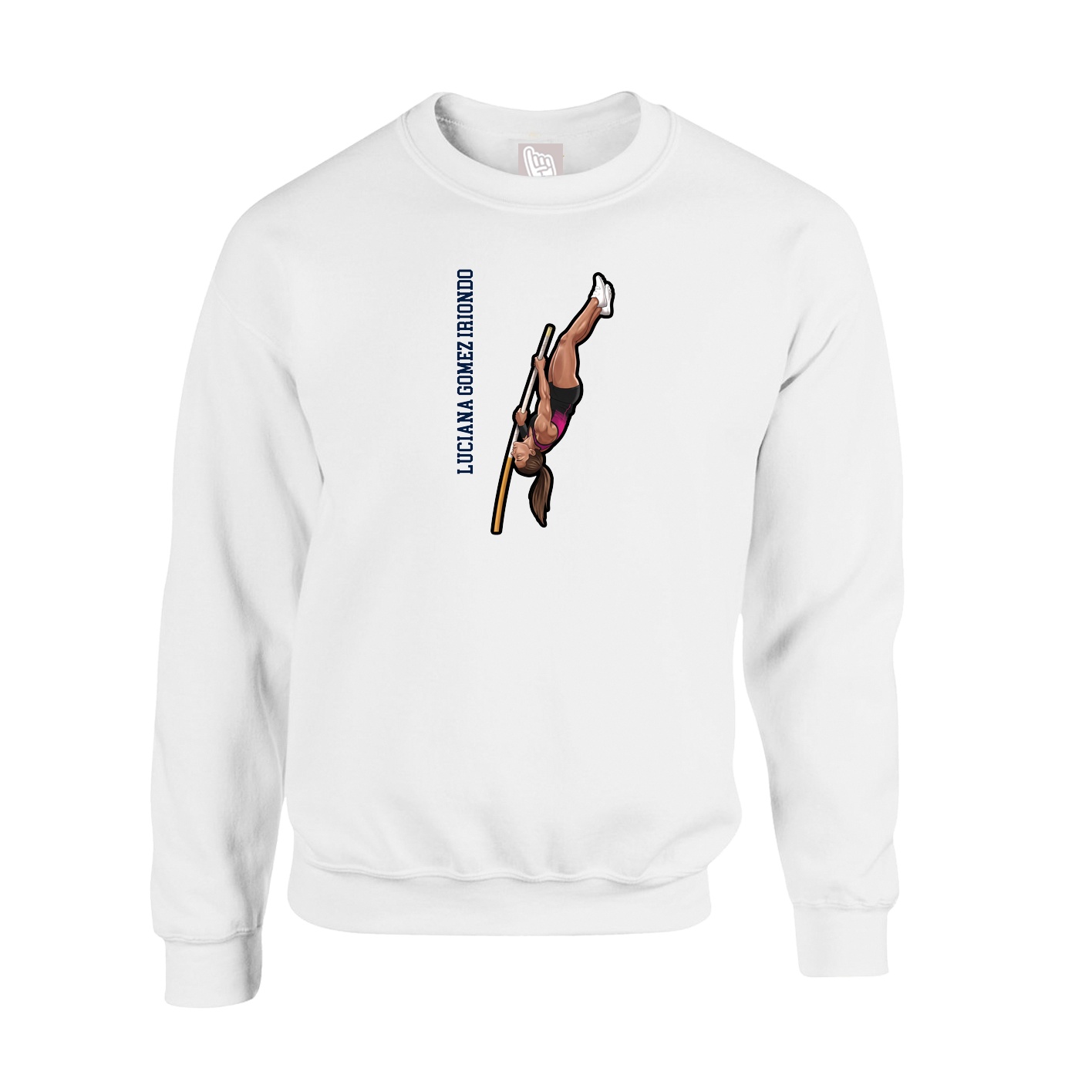 Fleece Crew — Name Vertical in White