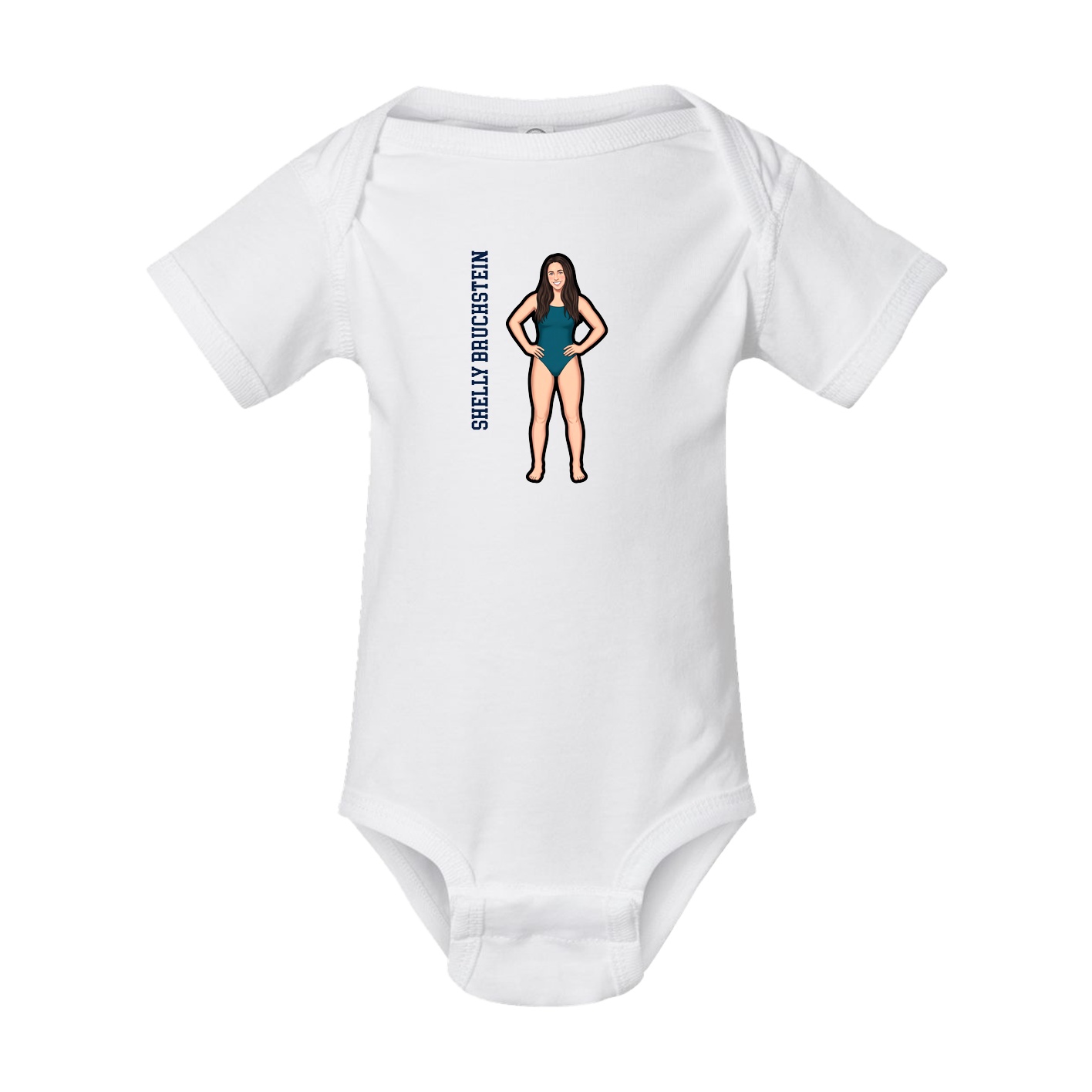 Baby Onesie — Name Vertical in White