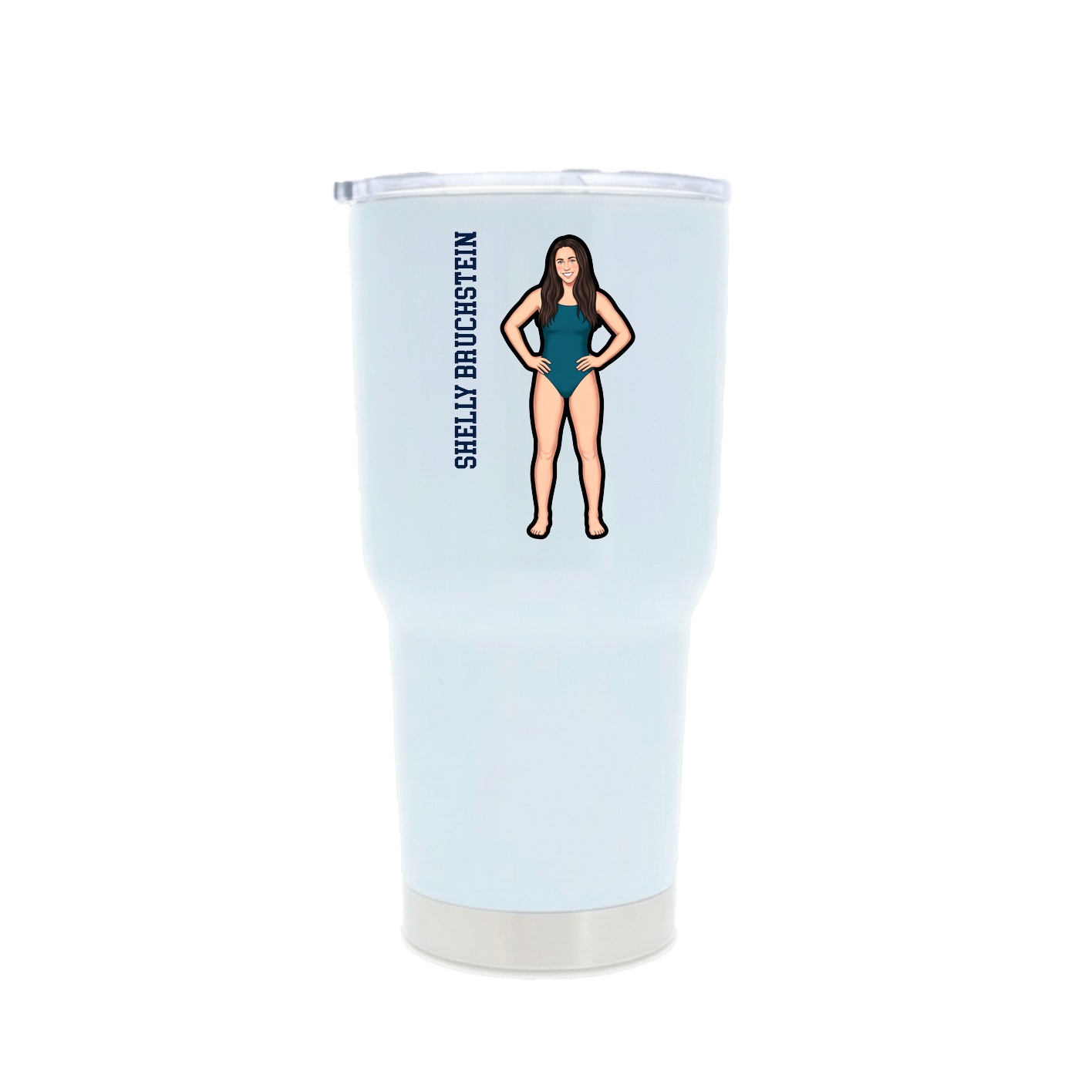 30oz Stainless Steel Tumbler — Name Vertical in White