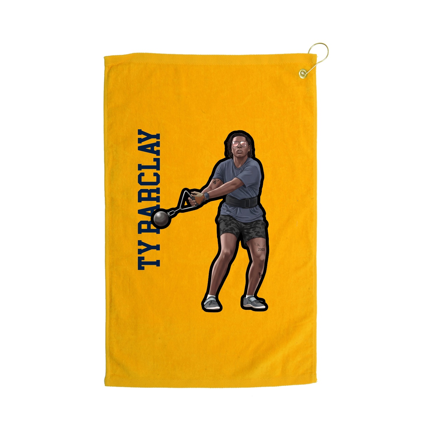Golf Towel — Name Vertical in Gold