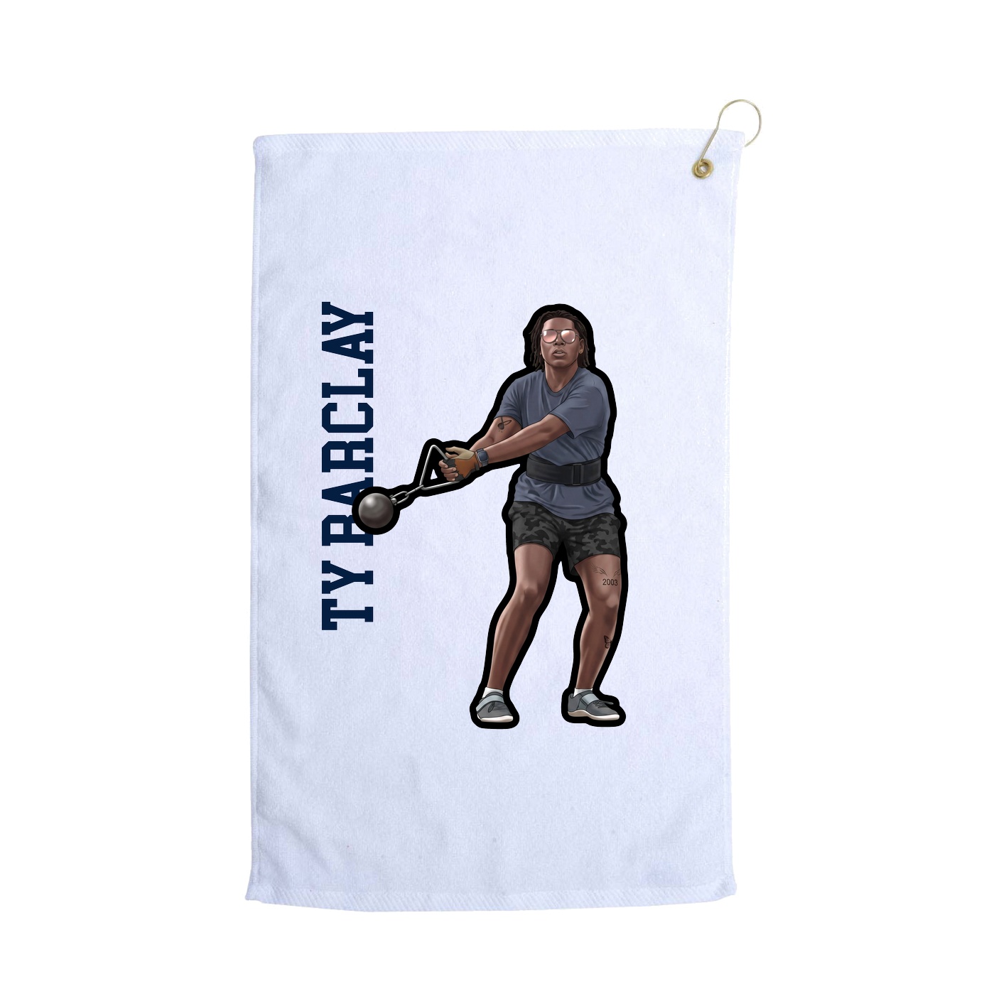 Golf Towel — Name Vertical in White