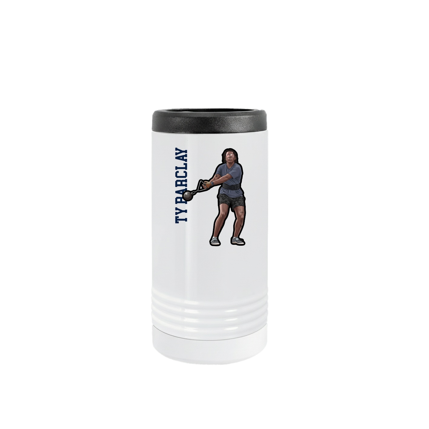 Slim Beverage Holder — Name Vertical in White