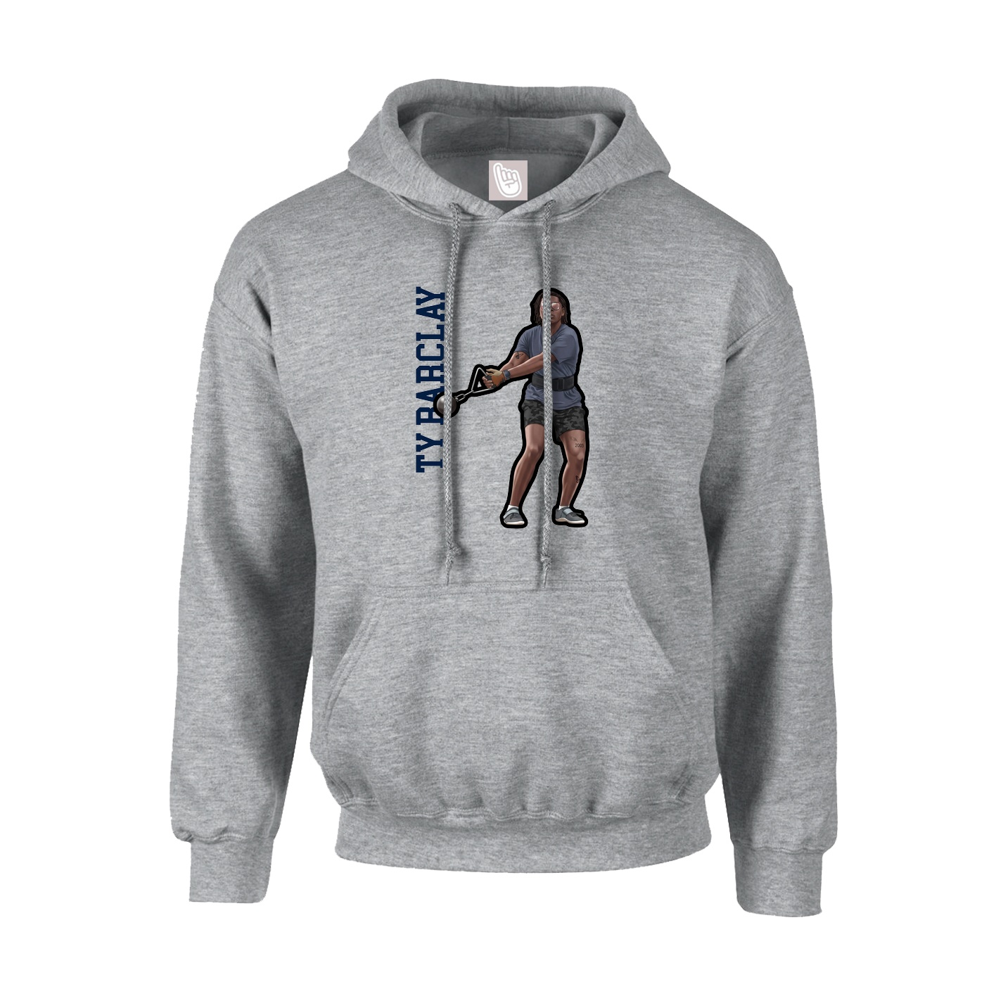 Youth Hoodie — Name Vertical in Grey