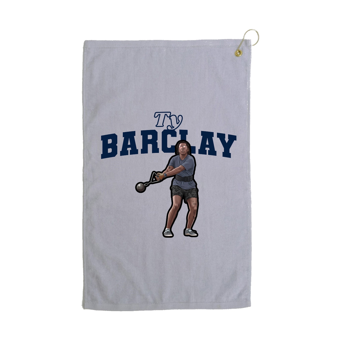 Golf Towel — Name Arch in Grey
