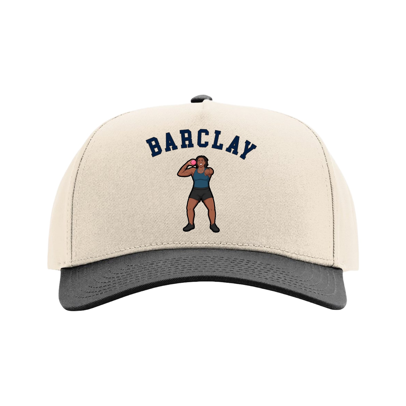 Full Fabric Five-Panel Champ Cap — Shirsey Arch in Cream/Black