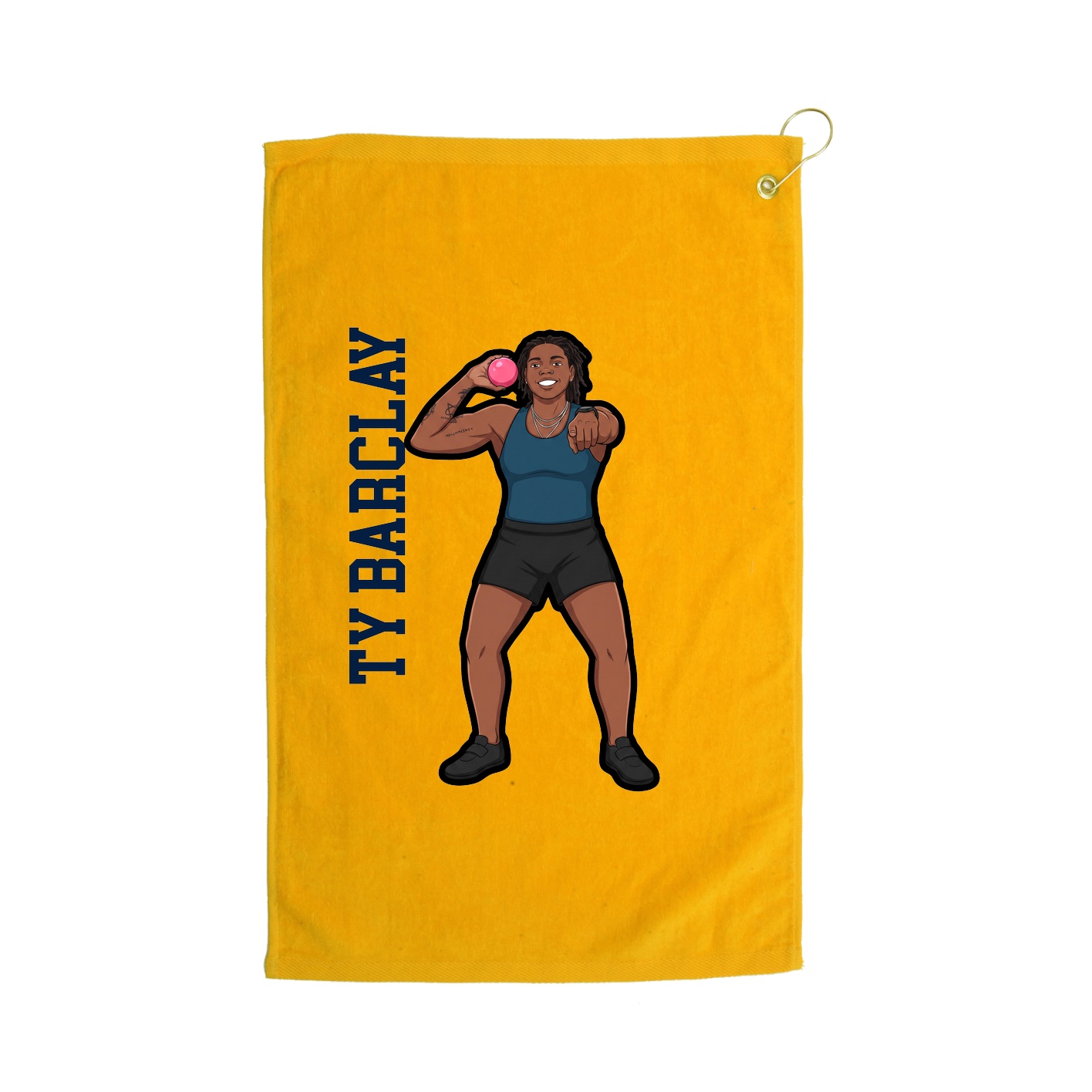 Golf Towel — Name Vertical in Gold