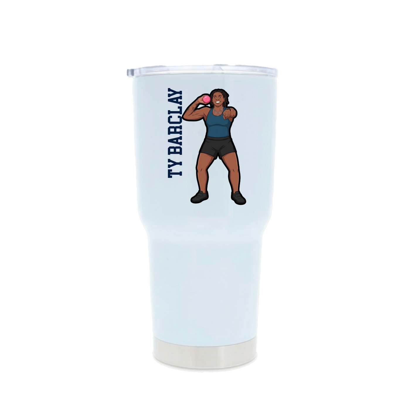 30oz Stainless Steel Tumbler — Name Vertical in White