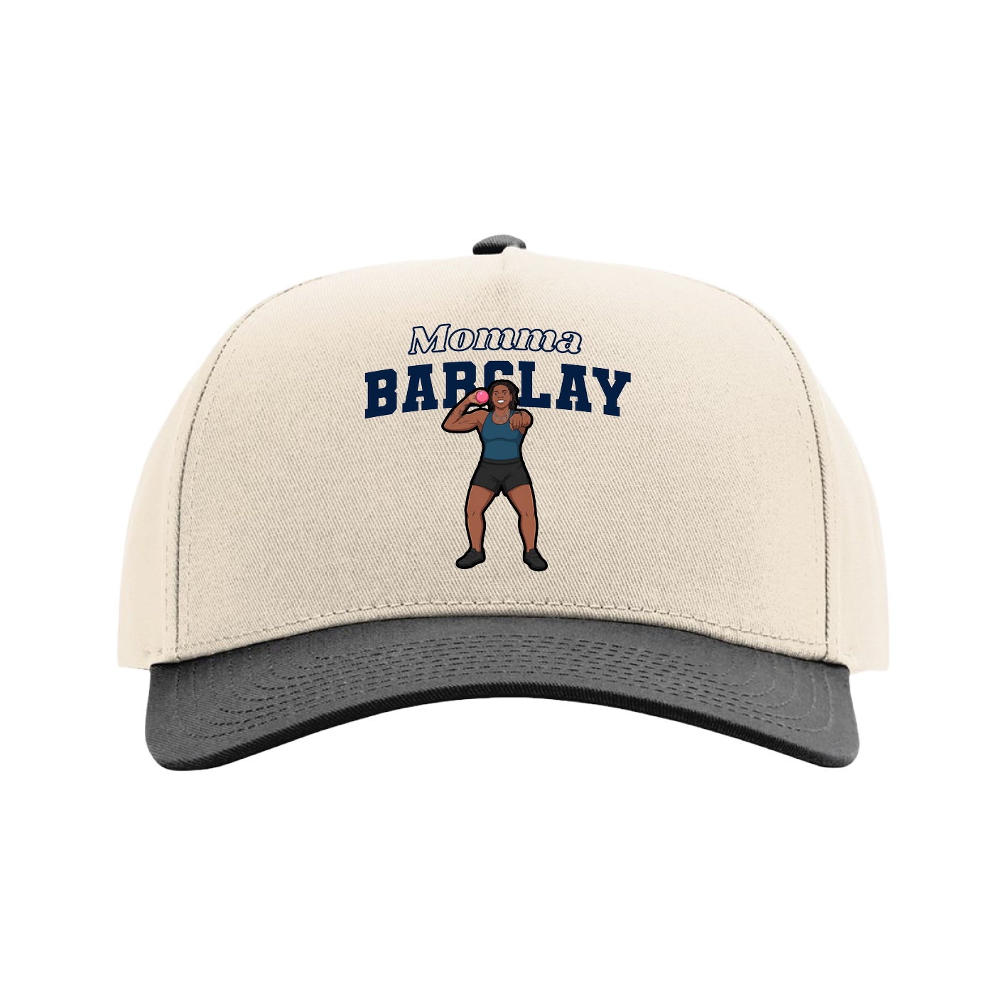 Full Fabric Five-Panel Champ Cap — Mothers Day Block in Cream/Black