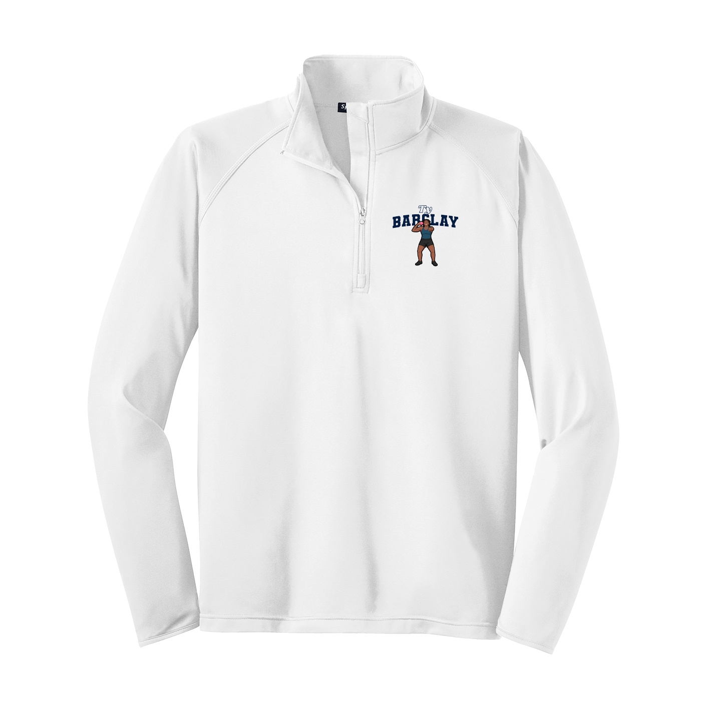 Q-Zip Pullover — Name Arch in White
